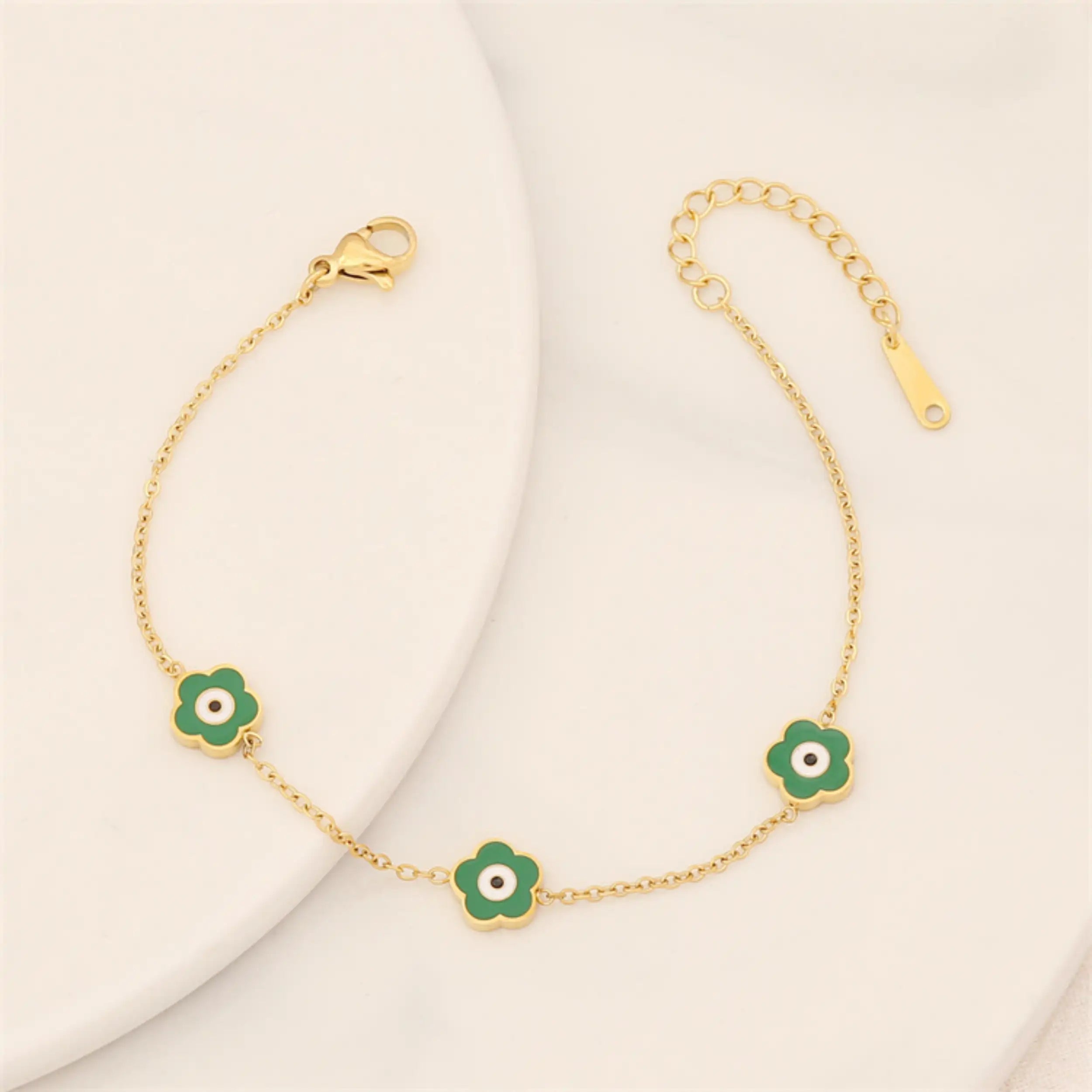 Stainless Steel Multicolor Flower Eye Bracelet