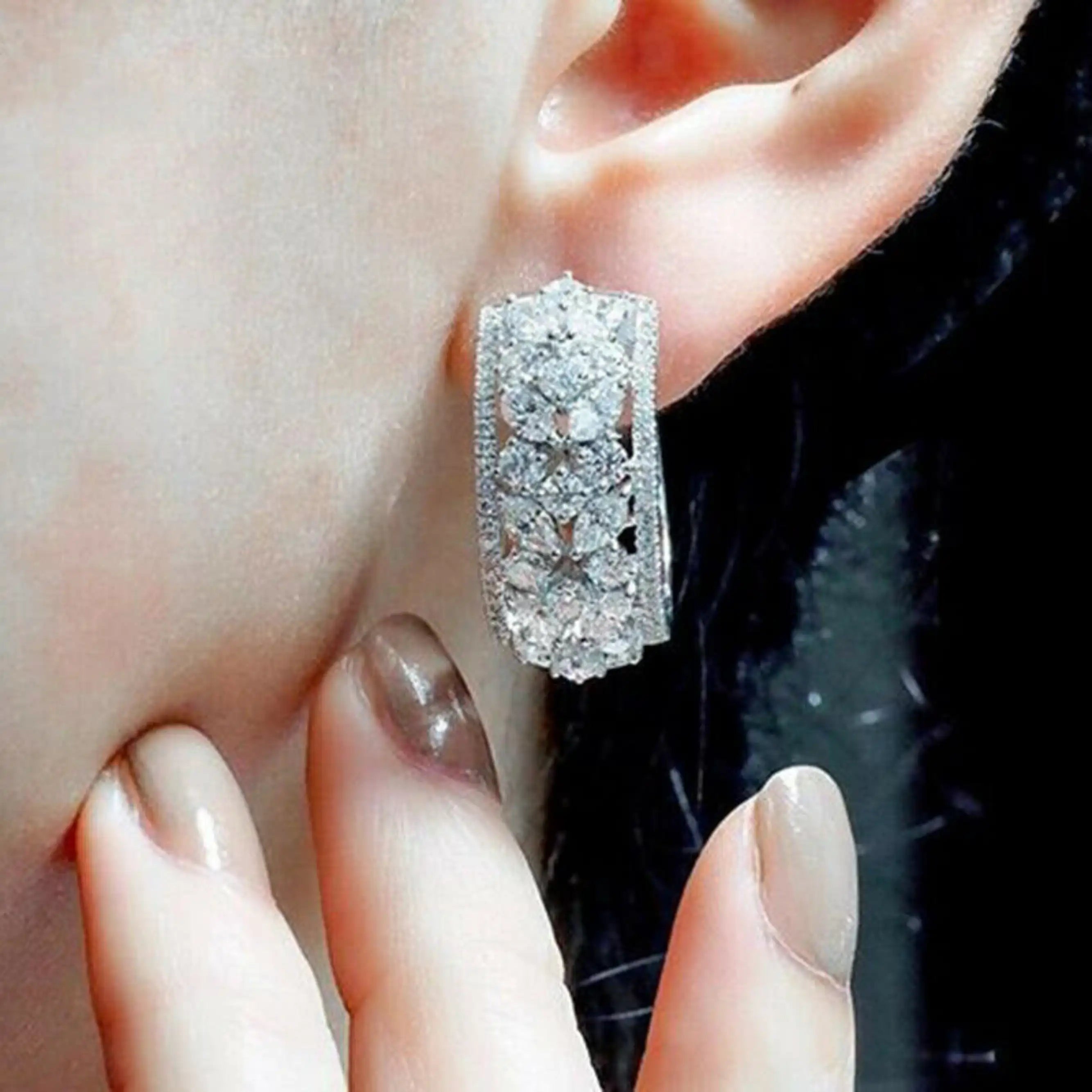 Bridal Flower CZ Stud Earrings