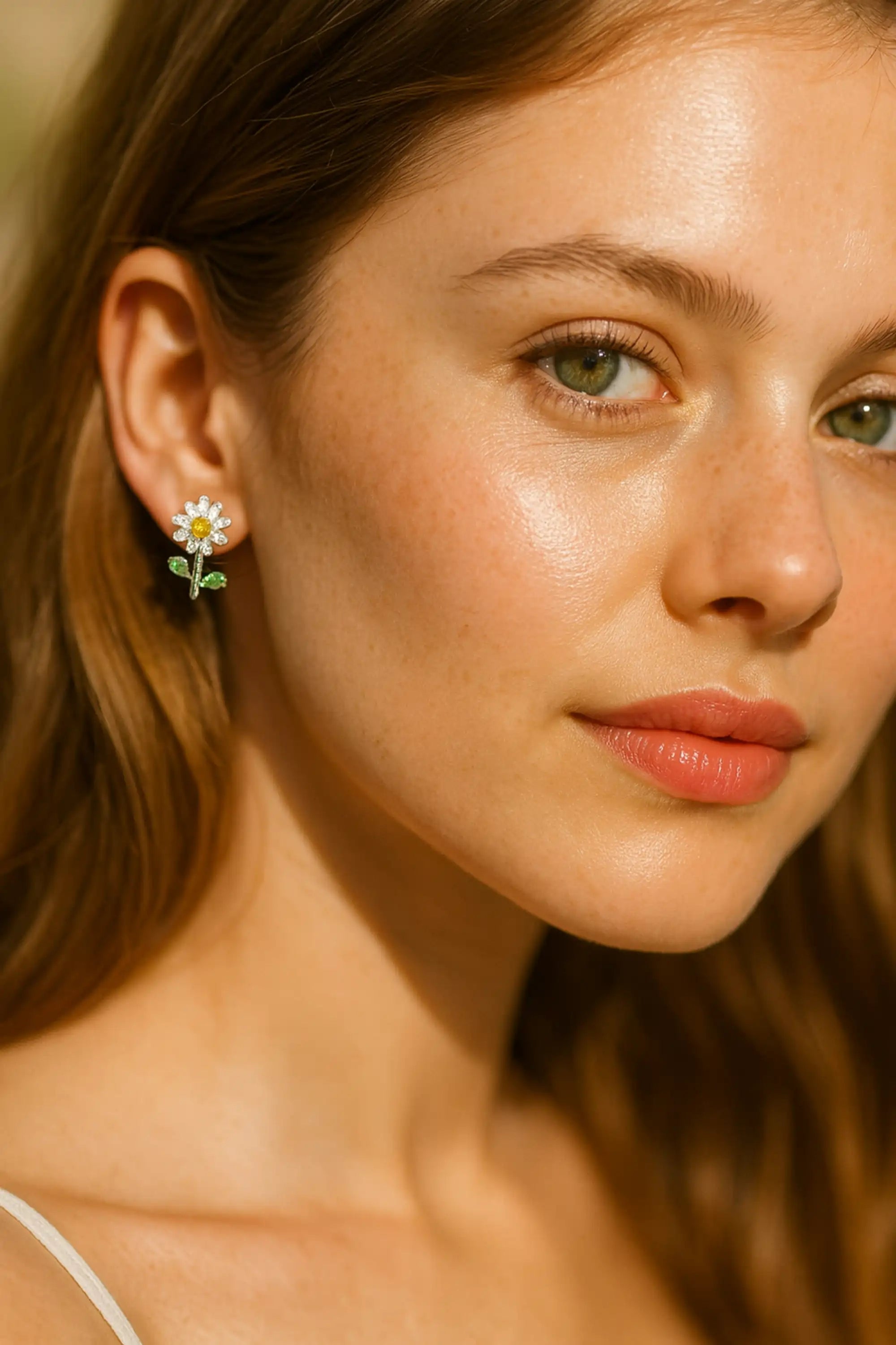Daisy CZ Flower Stud Earrings