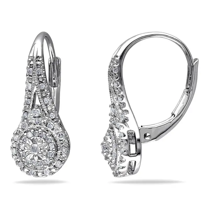 CZ Round Drop Hoop Earrings