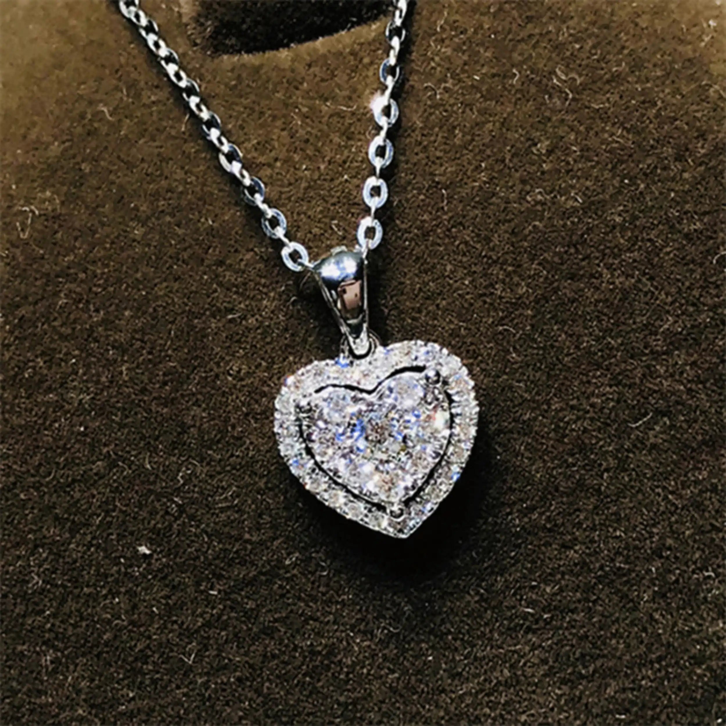Bling Diamond Peach Heart Necklace