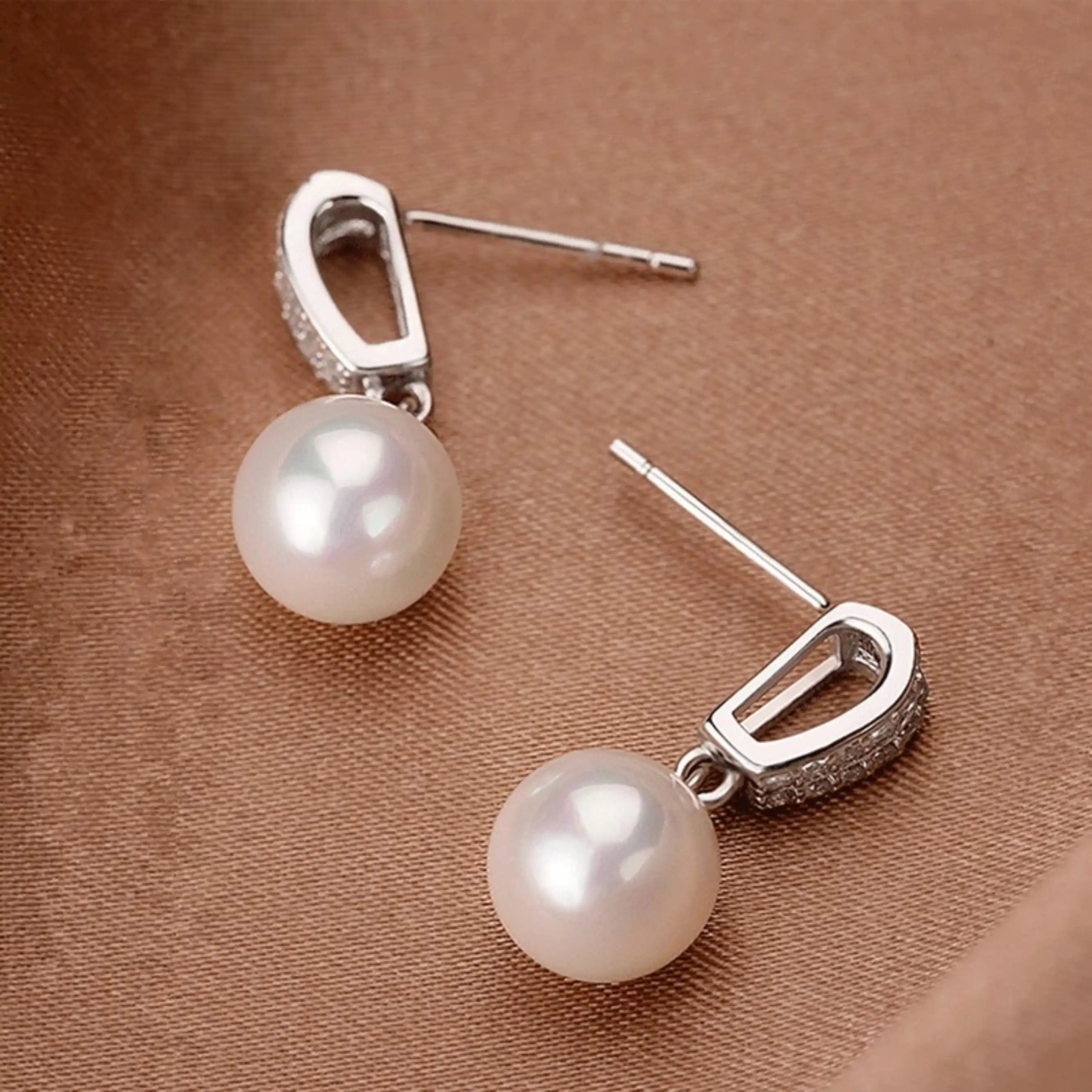 Exquisite CZ Pearl Drop Earrings
