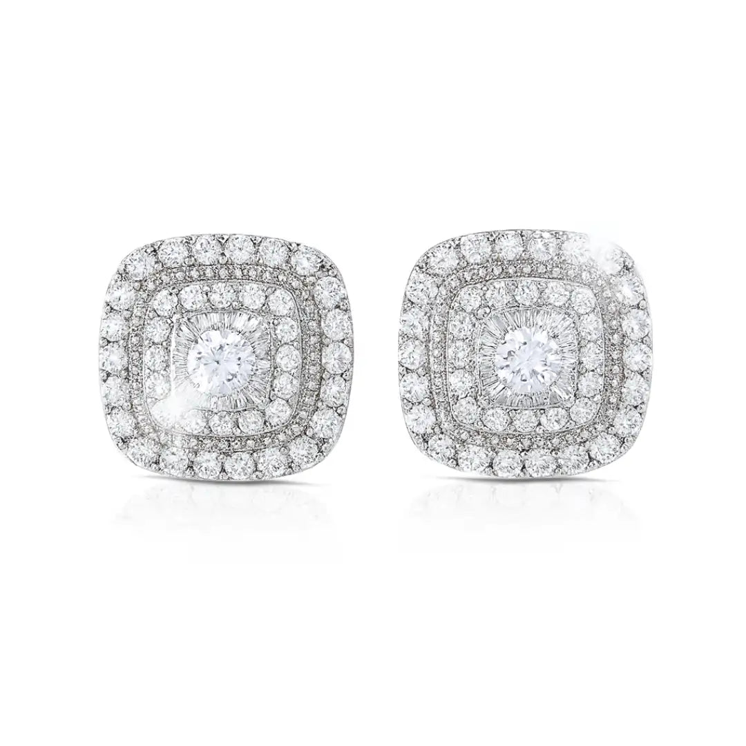 CZ Pave Square Stud Earrings