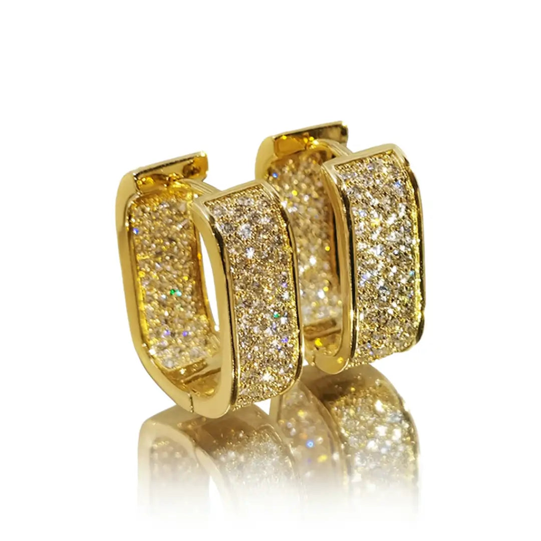 Hip Hop Fashion Paved CZ Hoop Earrings