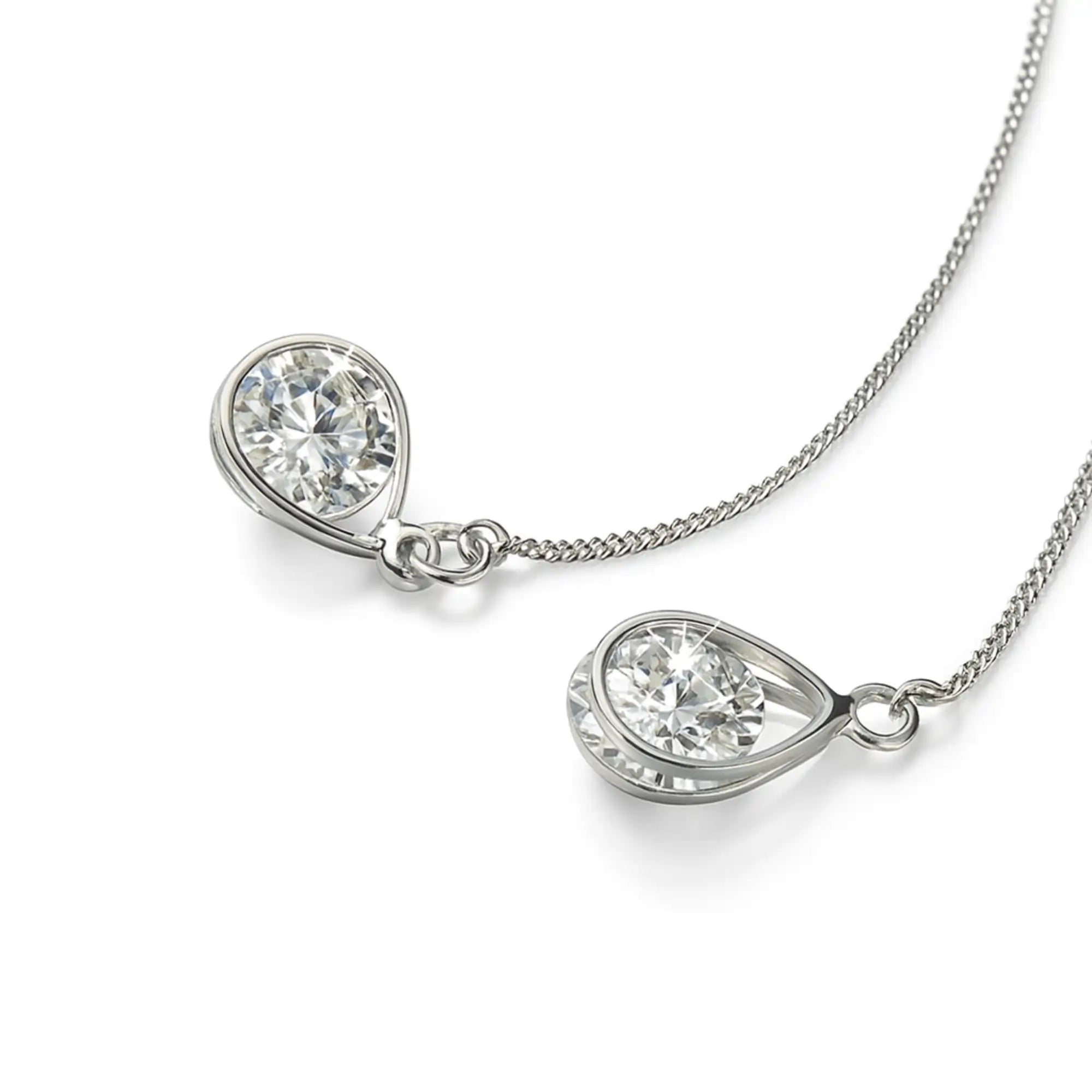 Crystal Water Drop Tassel Earrings