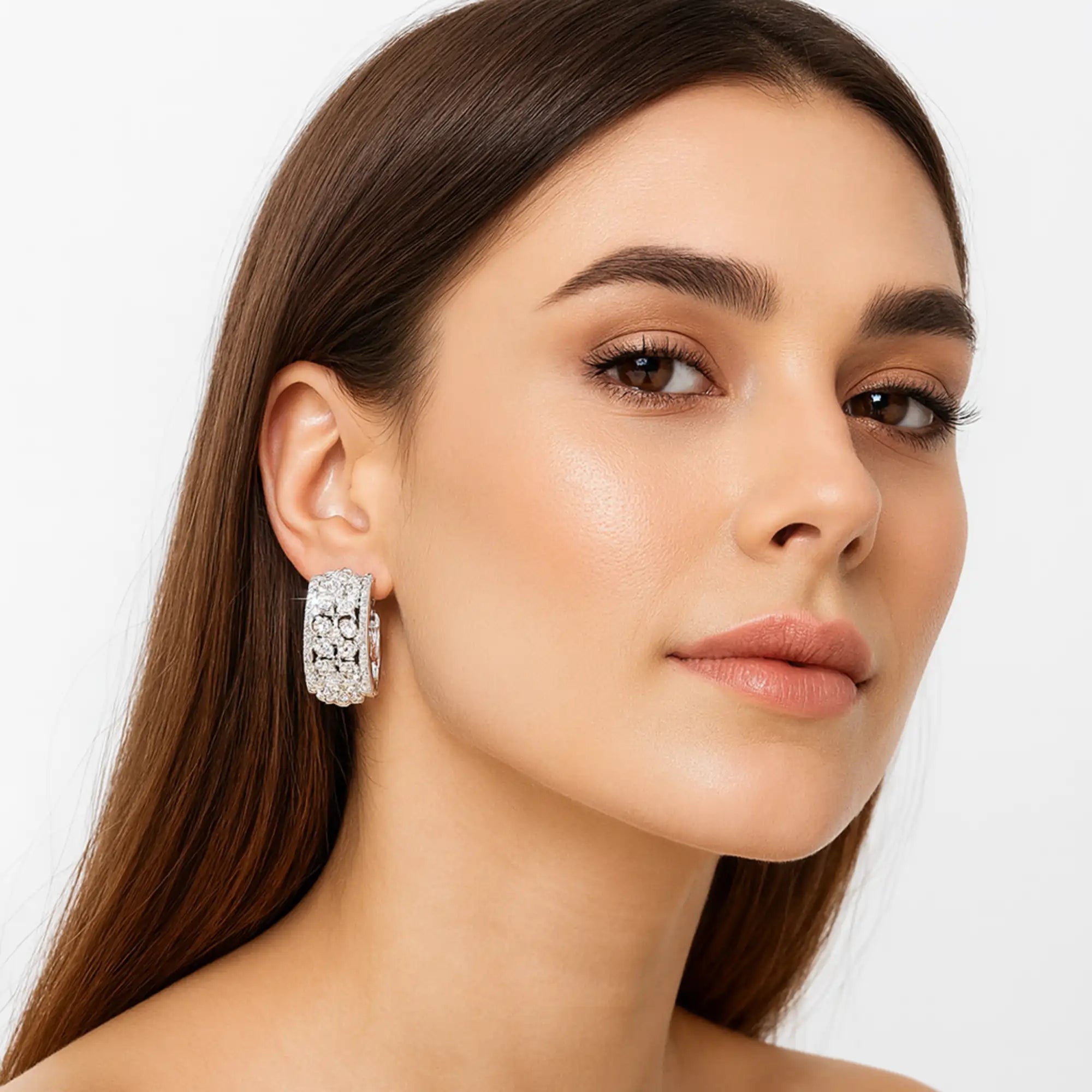 Bridal Flower CZ Stud Earrings