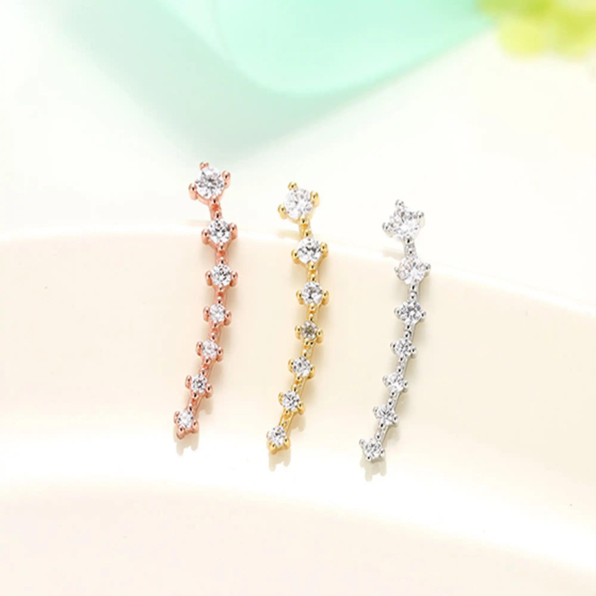 925 Silver Seven Diamond Stud Earrings