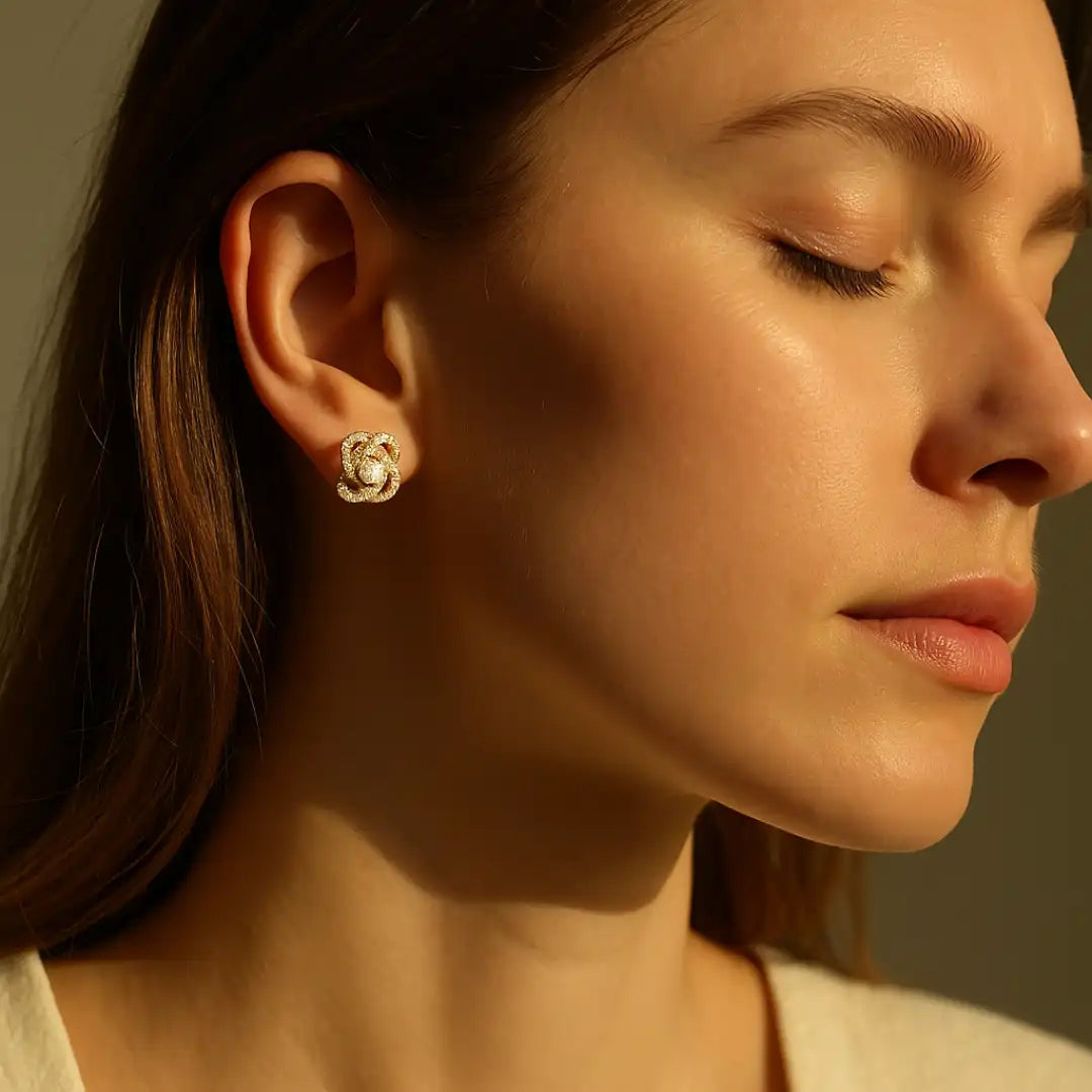 925 Silver CZ Halo Stud Earrings