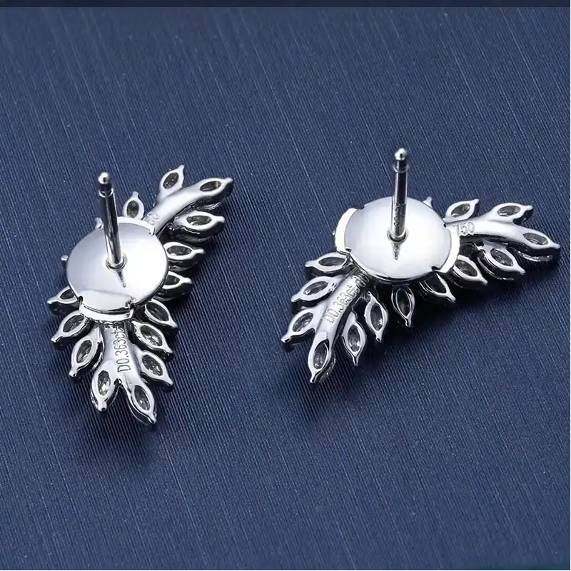 Elegant Leaf CZ Stud Earrings