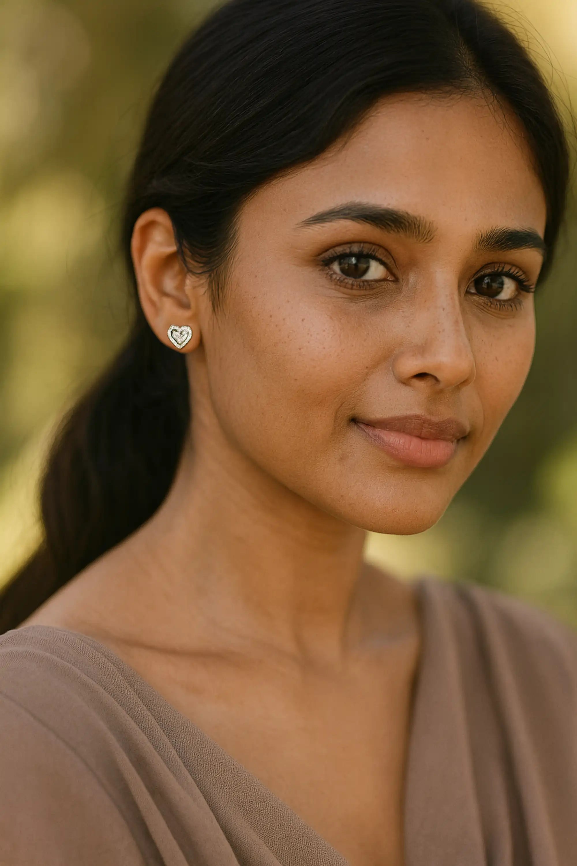 Halo Heart CZ Stud Earrings