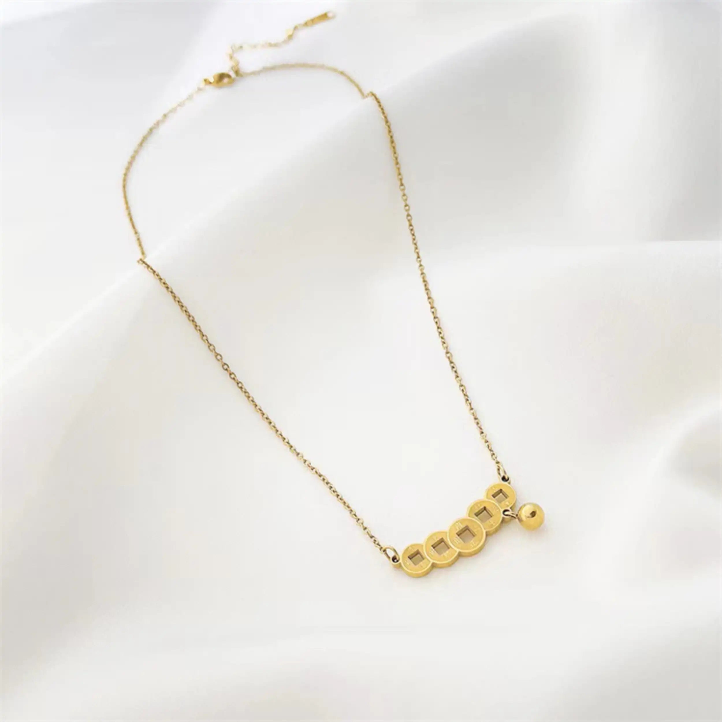 Titanium Steel Ethnic Ball Coin Necklace