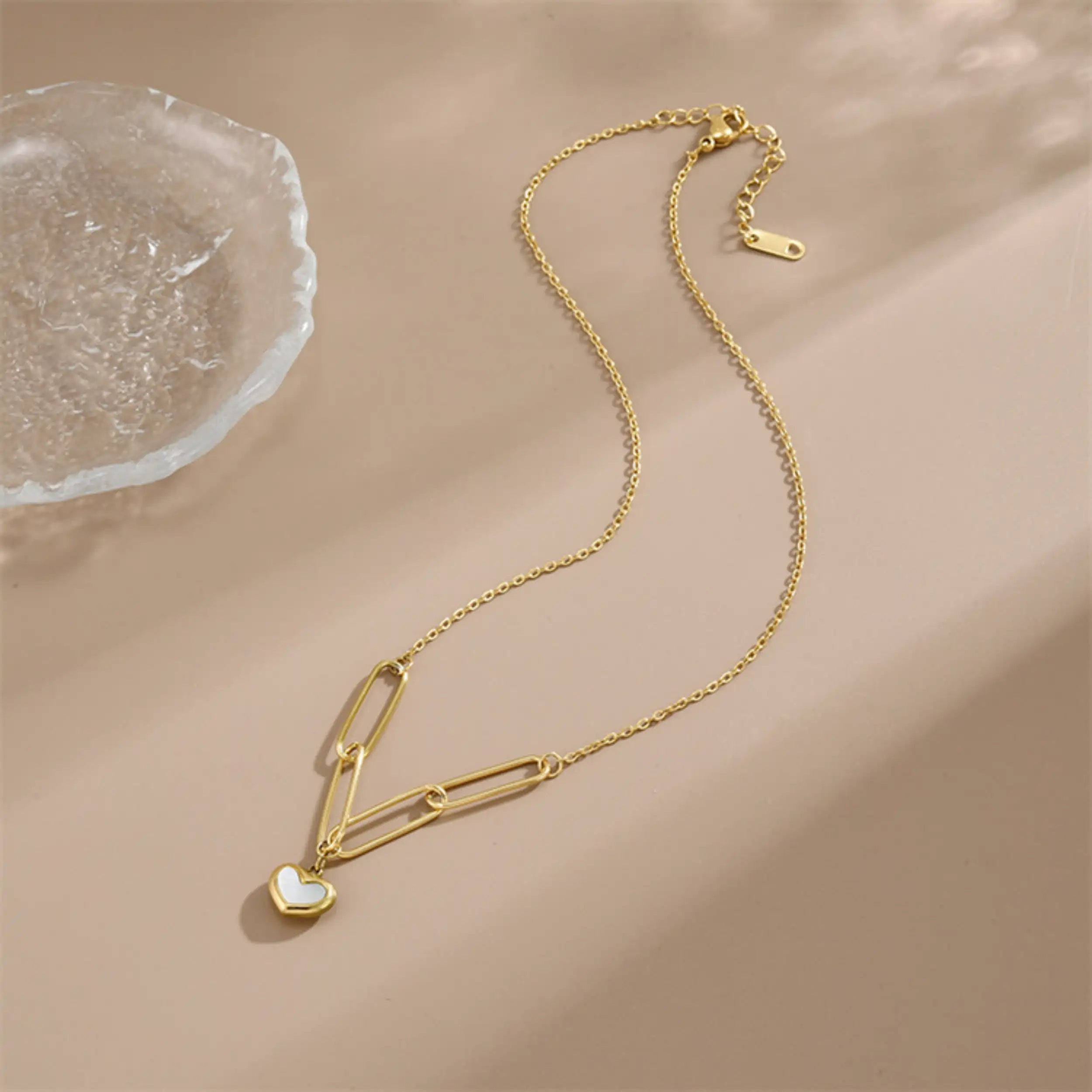 Titanium Steel Shell Heart Retro Sweater Necklace