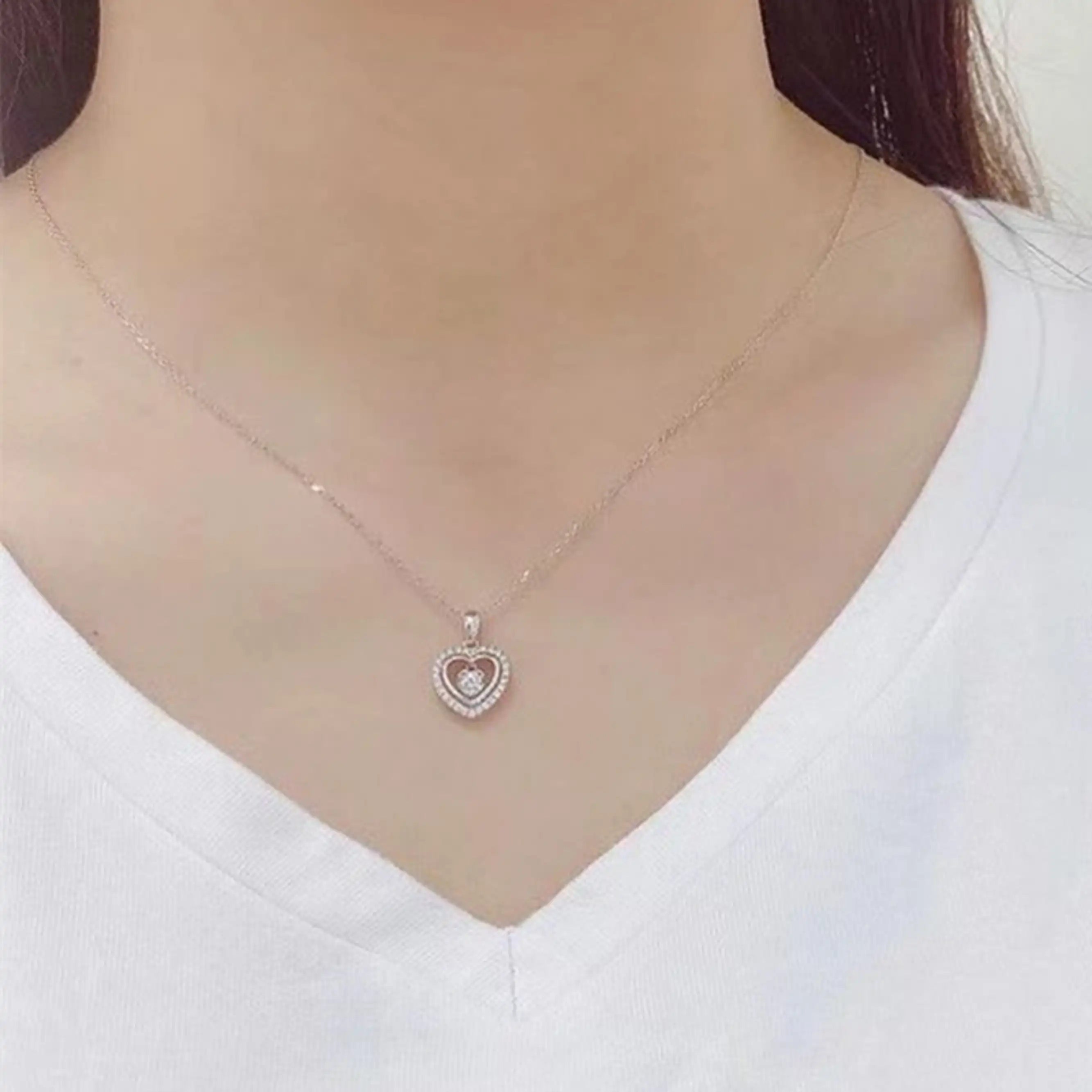 Silver Heart CZ Pendant Necklace
