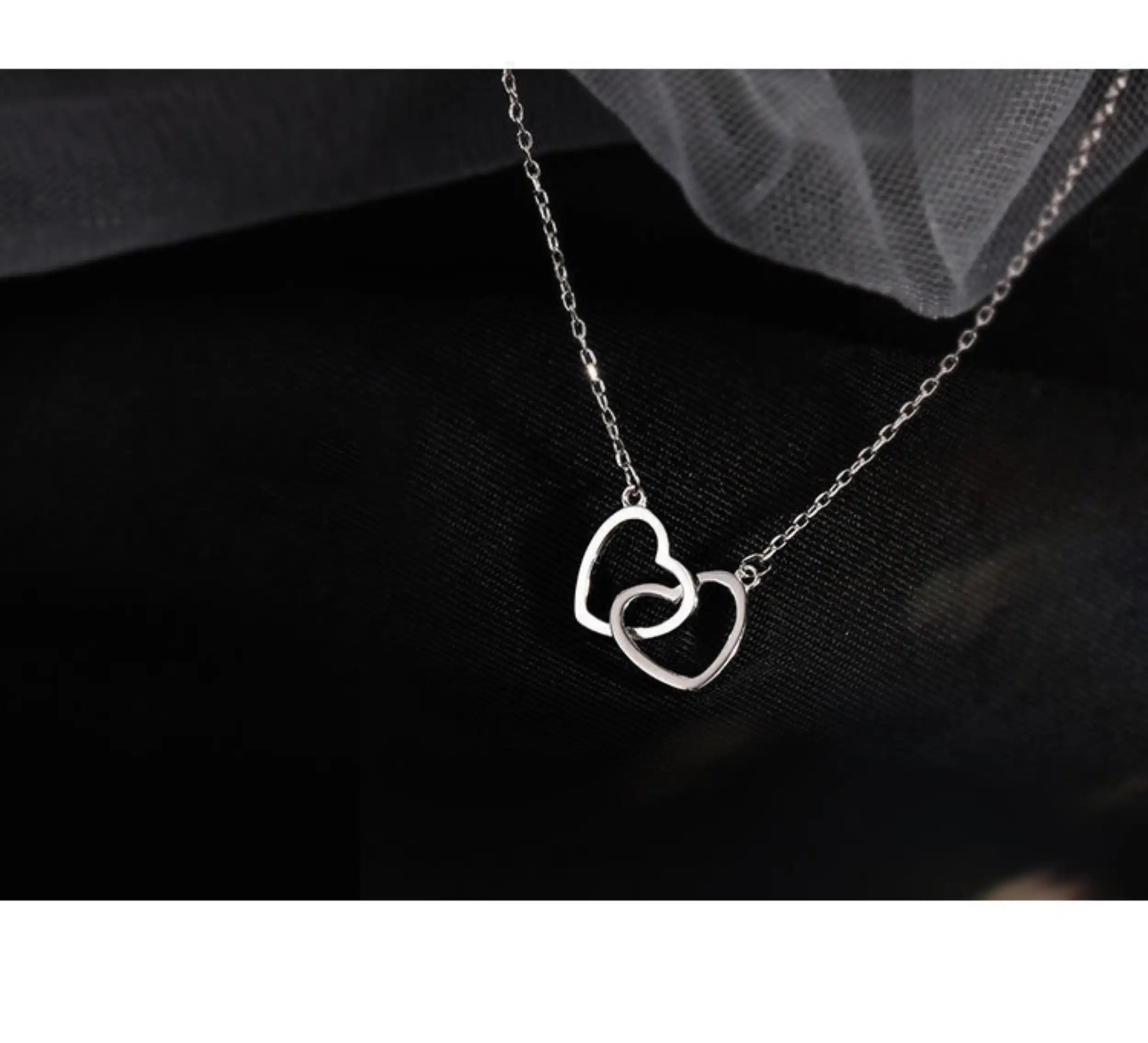 Double Heart Peach Necklace