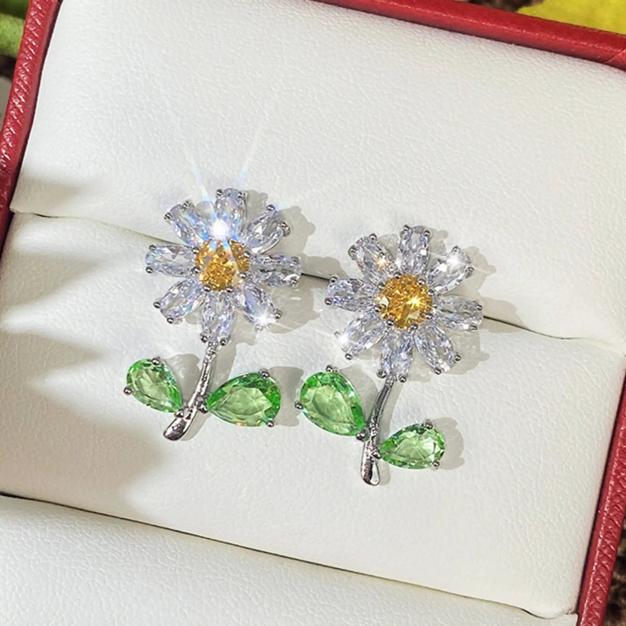 Daisy CZ Flower Stud Earrings