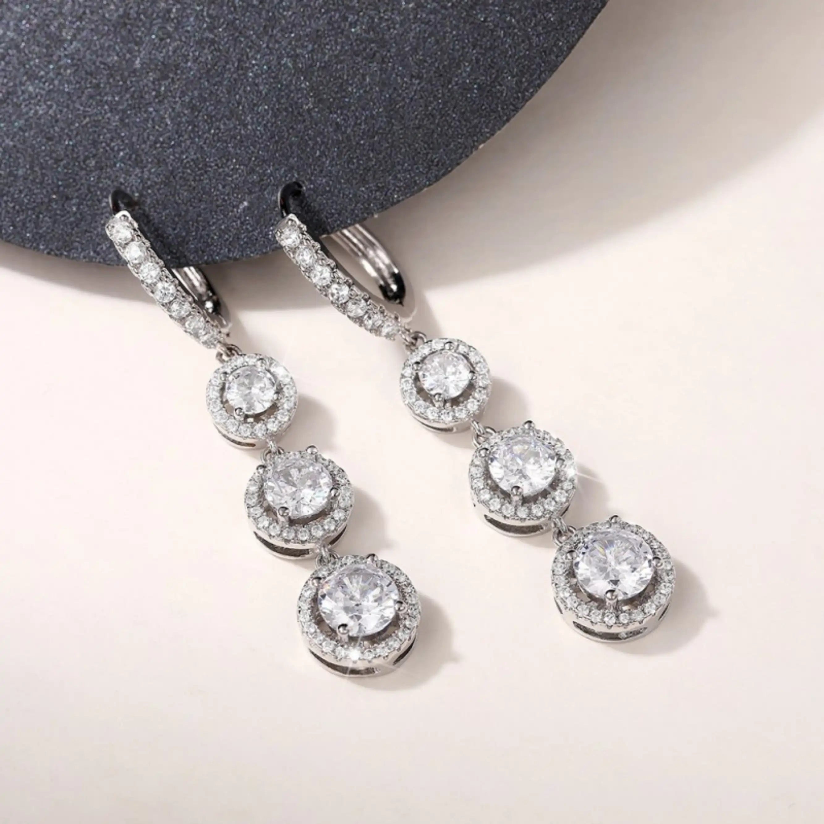 Brilliant CZ Long Dangle Earrings
