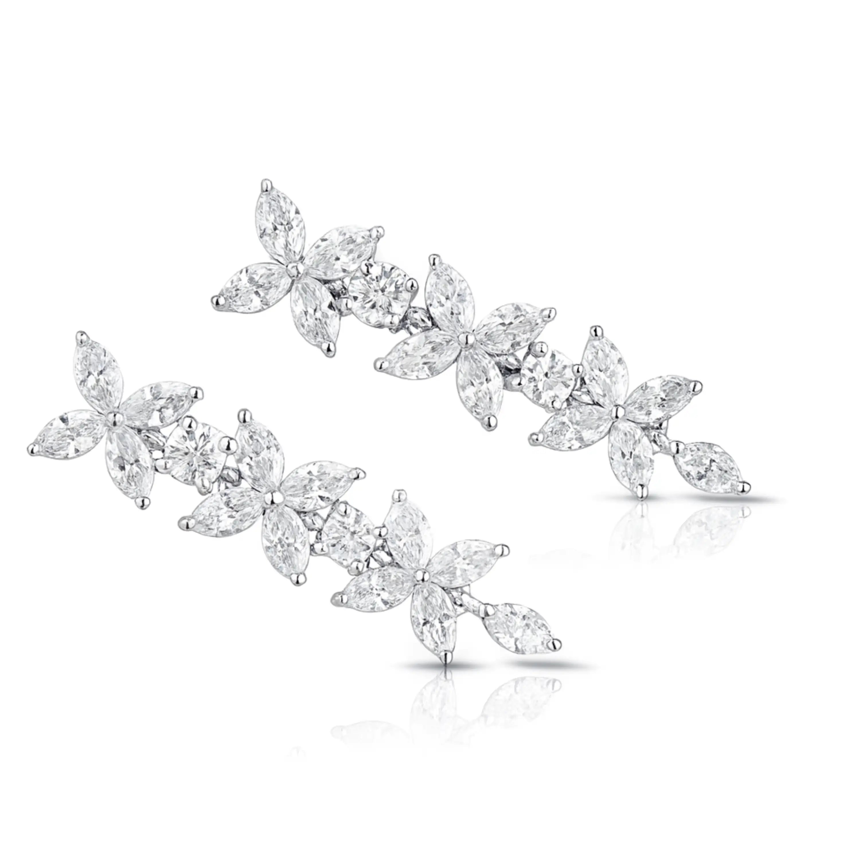 Crystal Flower Chandelier Drop Earrings