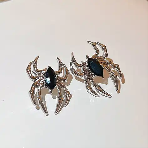 Black Spider CZ Stud Earrings