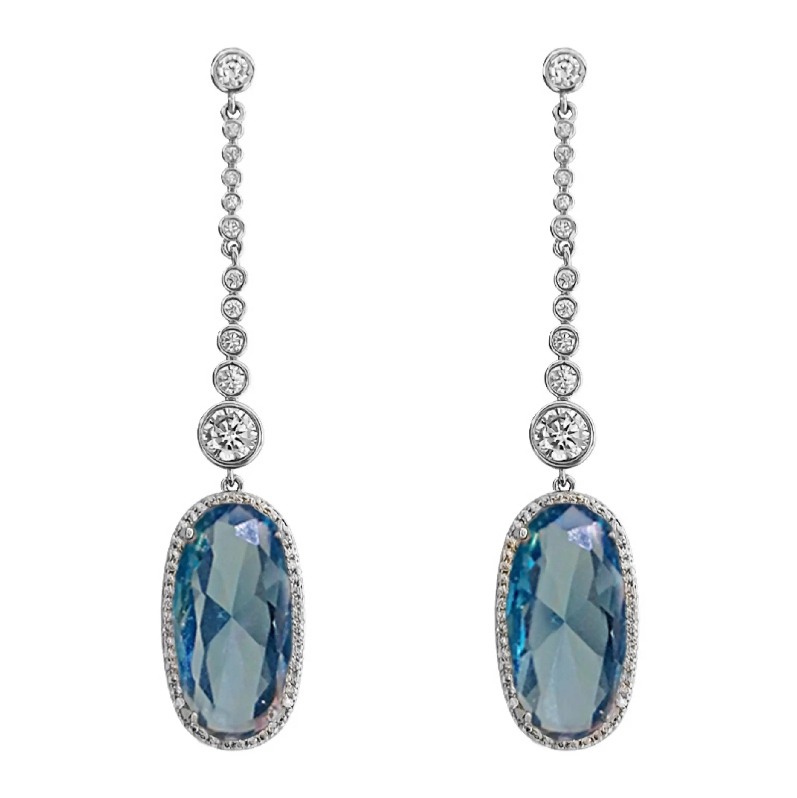 Chic Sky Blue CZ Stone Drop Earrings