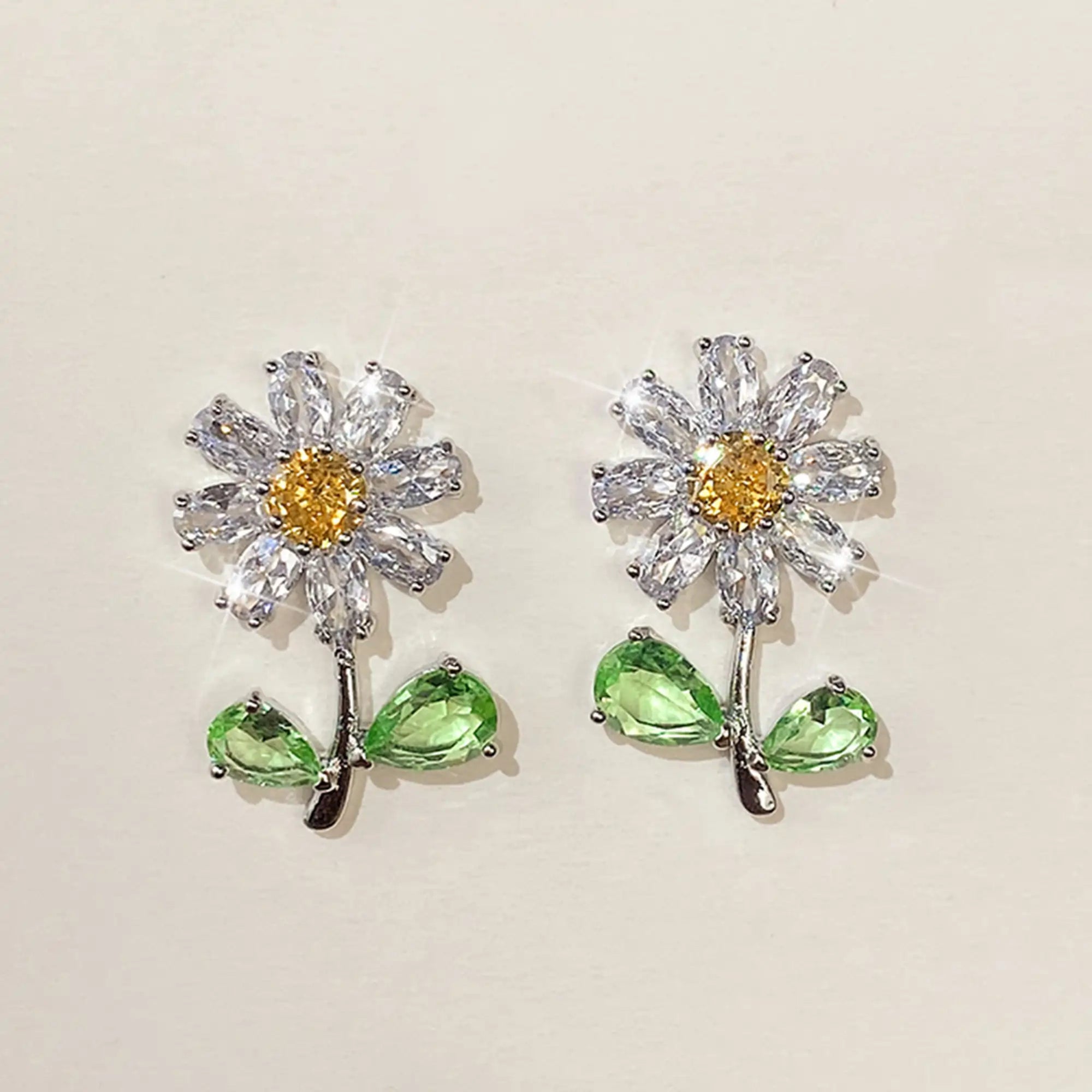 Daisy CZ Flower Stud Earrings