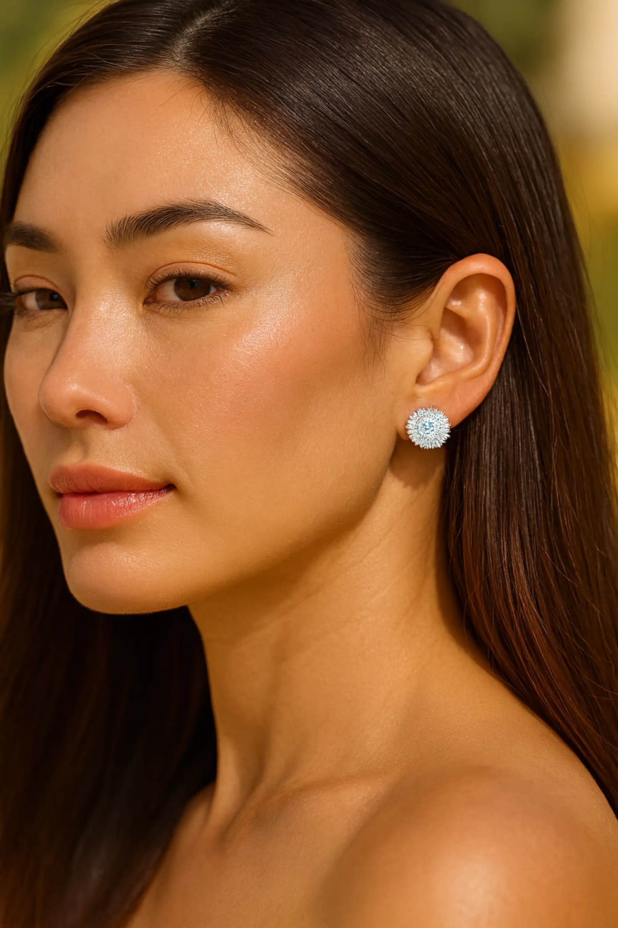 Zircon Flower Wedding Stud Earrings
