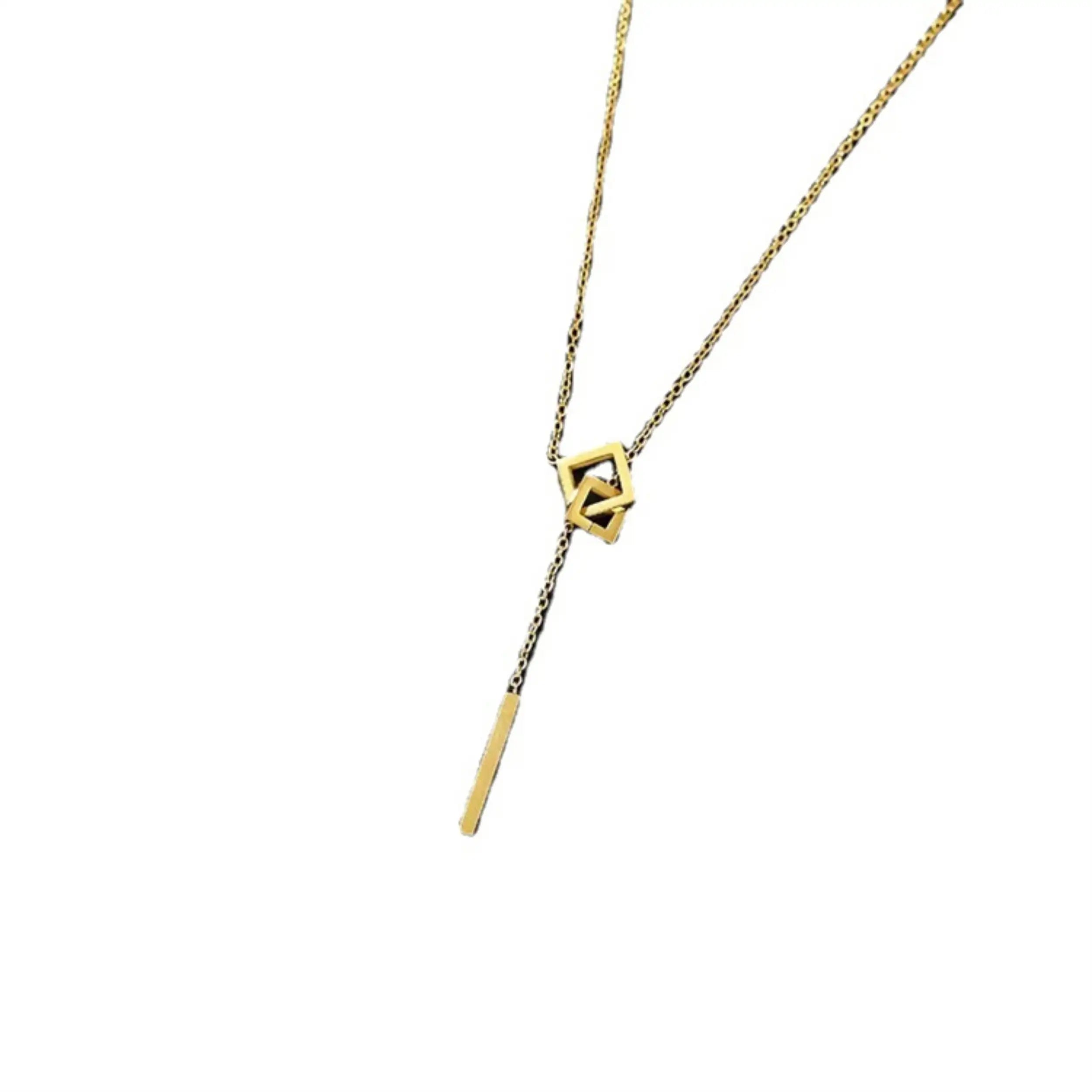 Gold Geometric Y-Shaped Tassel Necklace