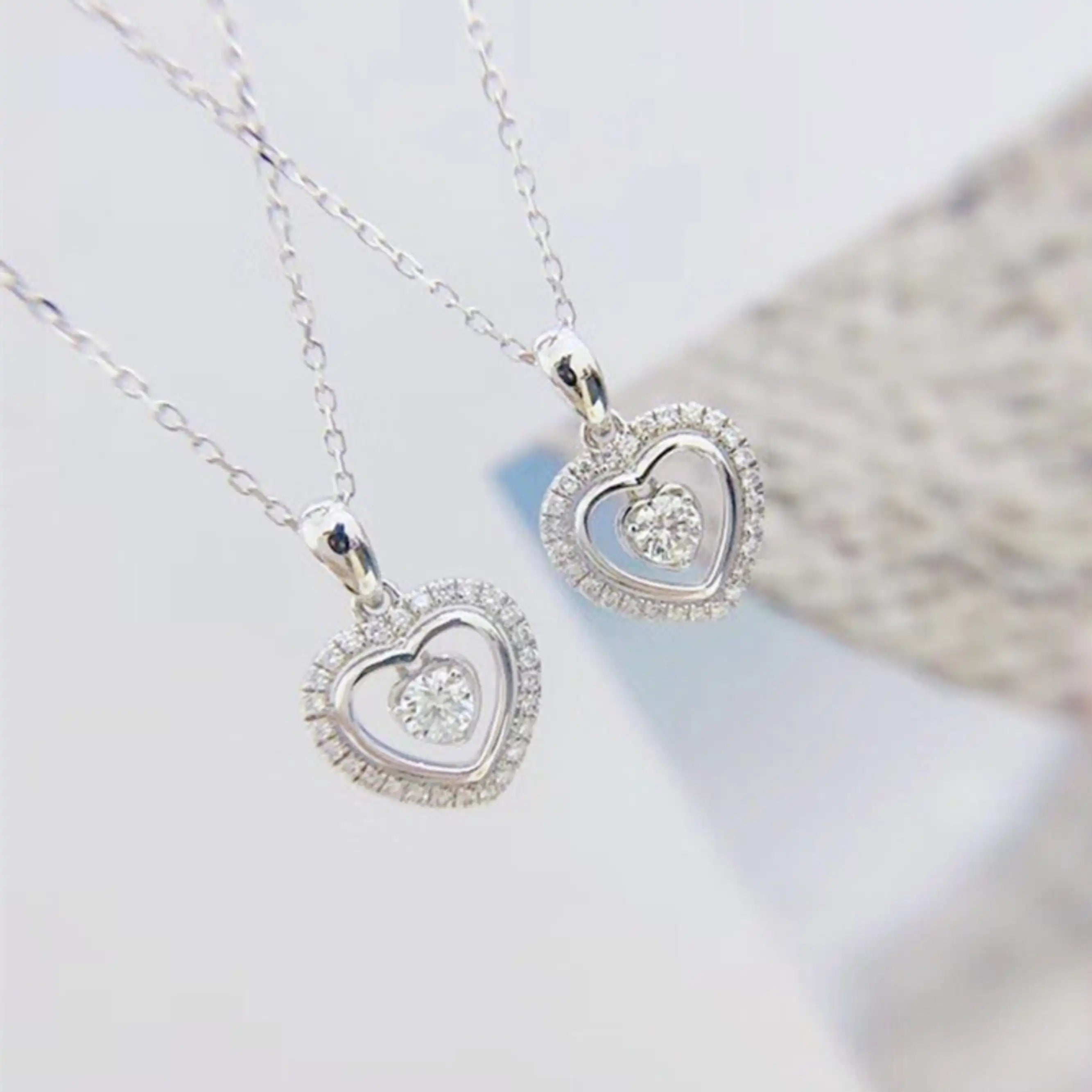 Silver Heart CZ Pendant Necklace