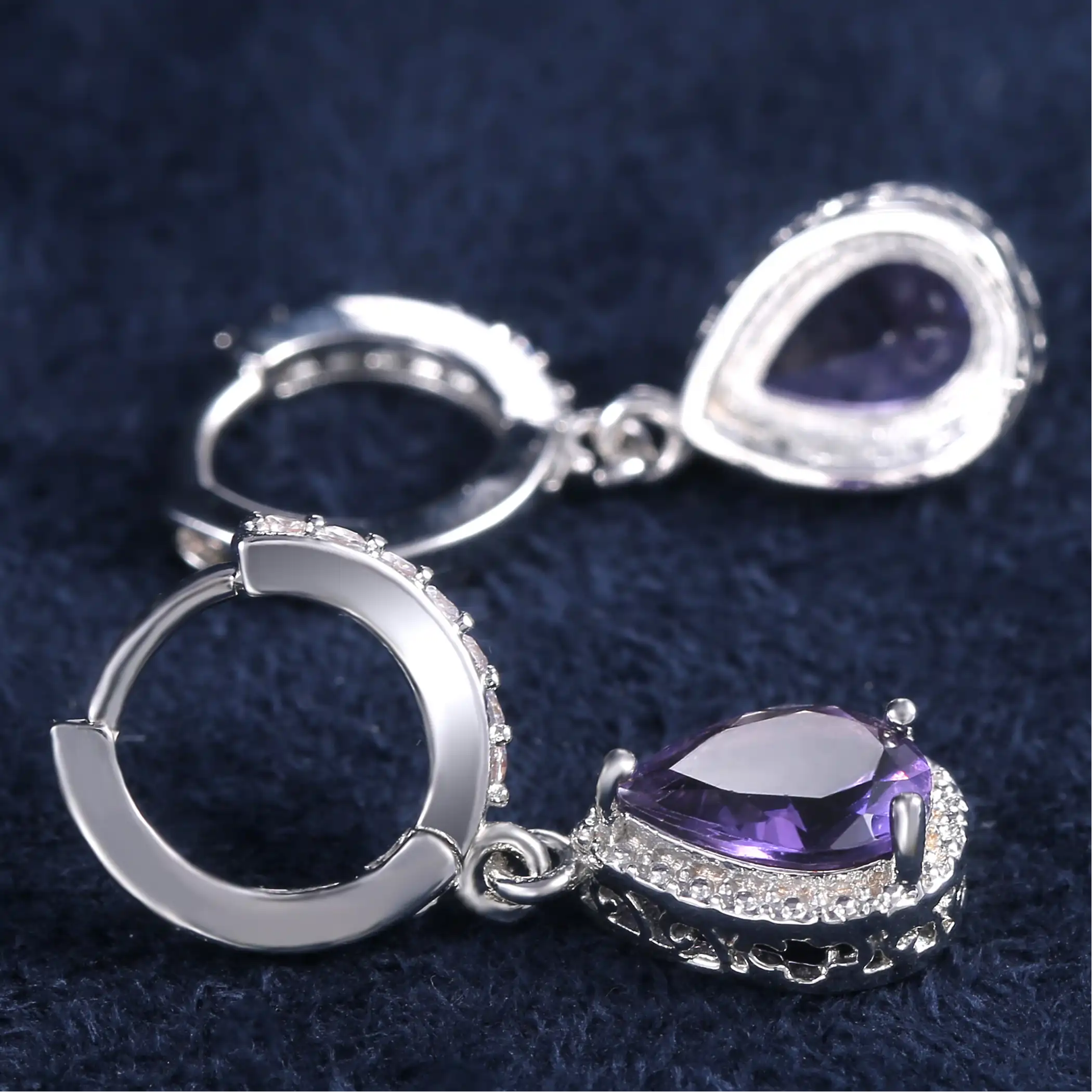 Royal Purple Pear Drop Earrings
