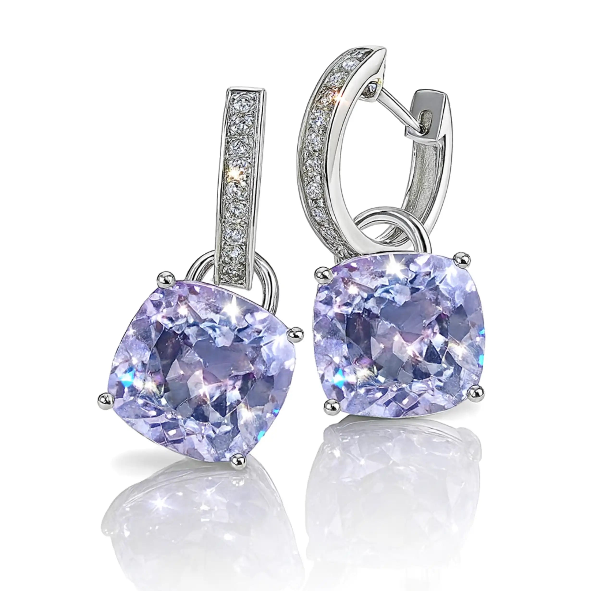 Classic Silver Plated Pave Cubic Zircon Drop Earrings