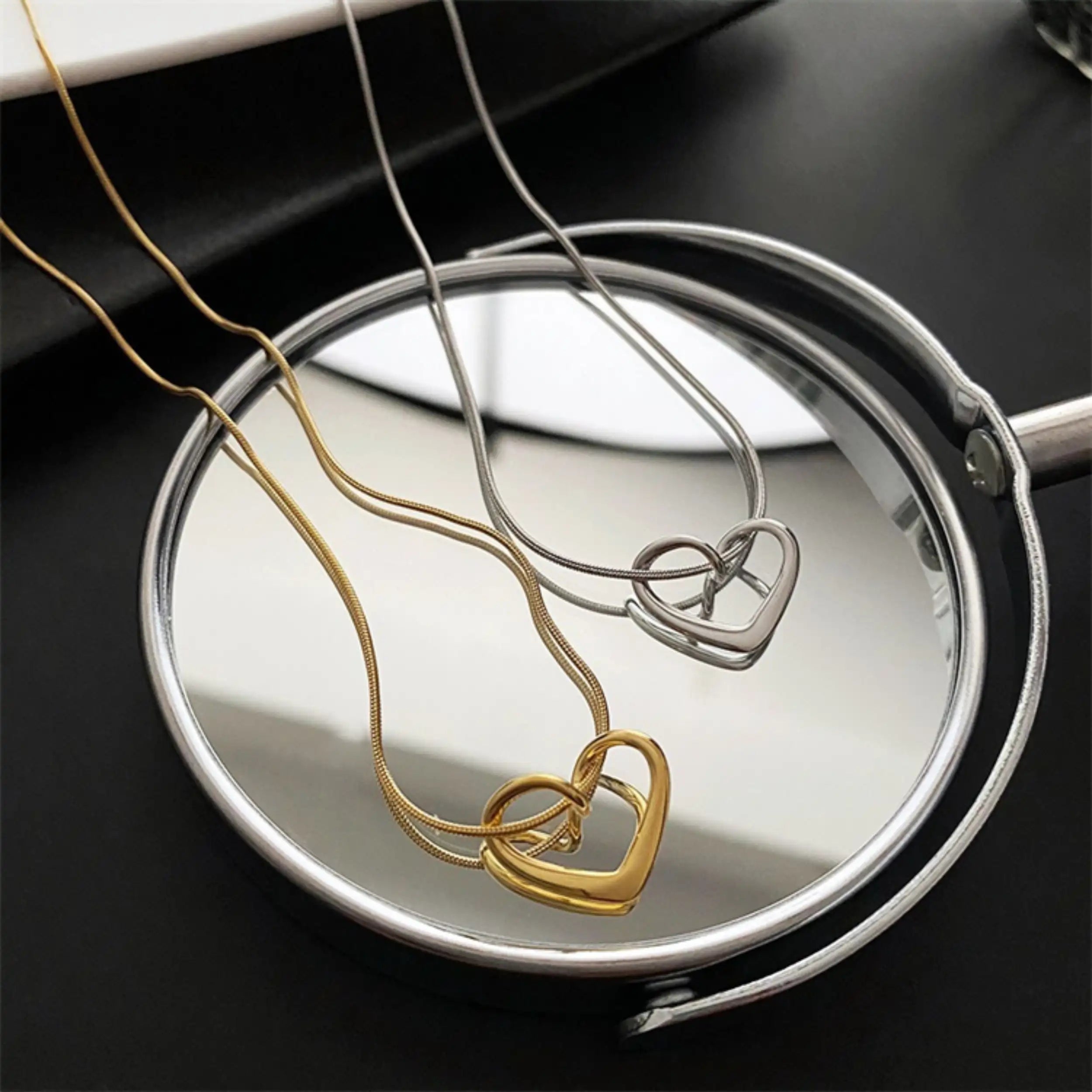 Luxury Hollow Heart Titanium Necklace