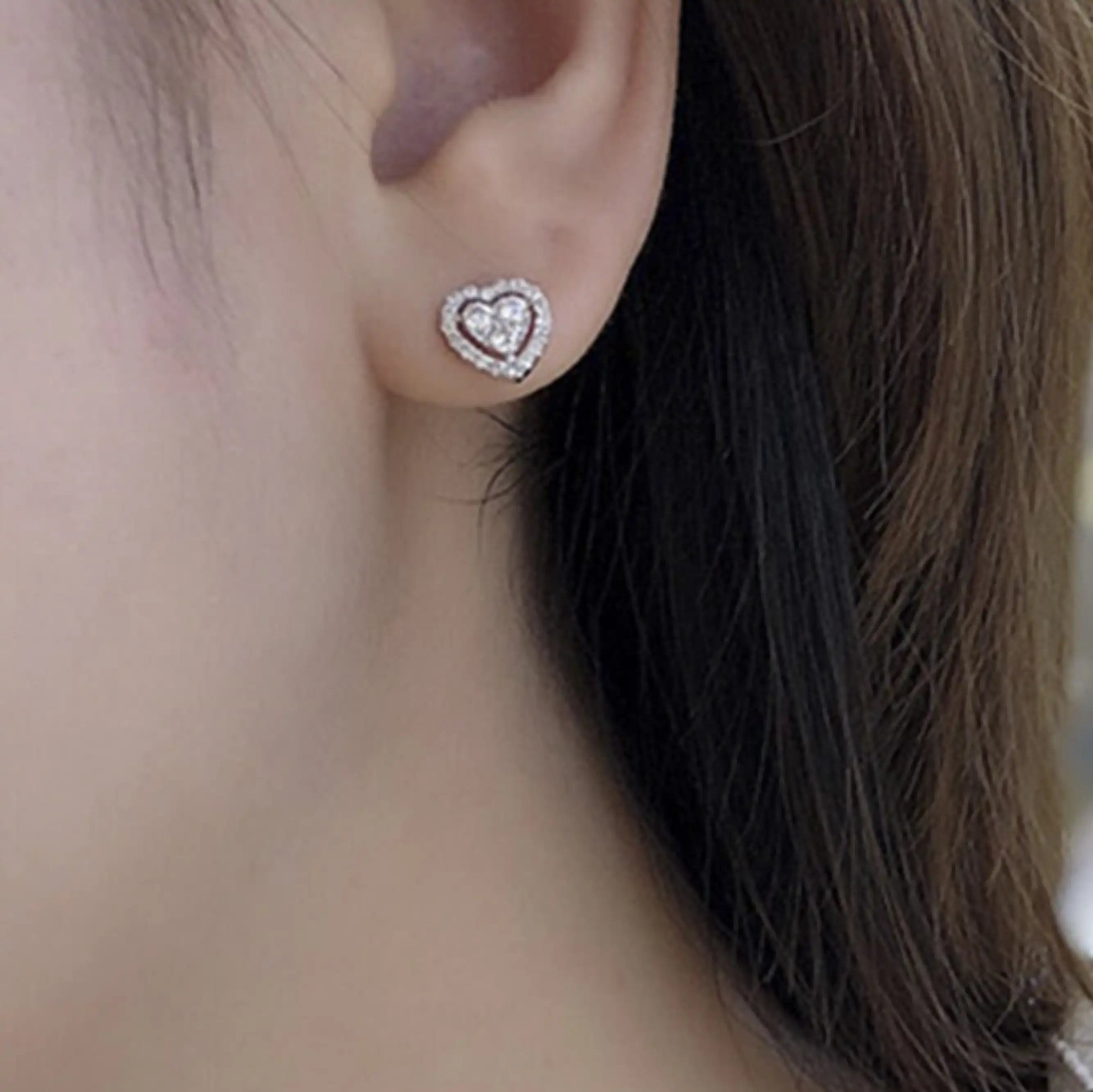 Halo Heart CZ Stud Earrings
