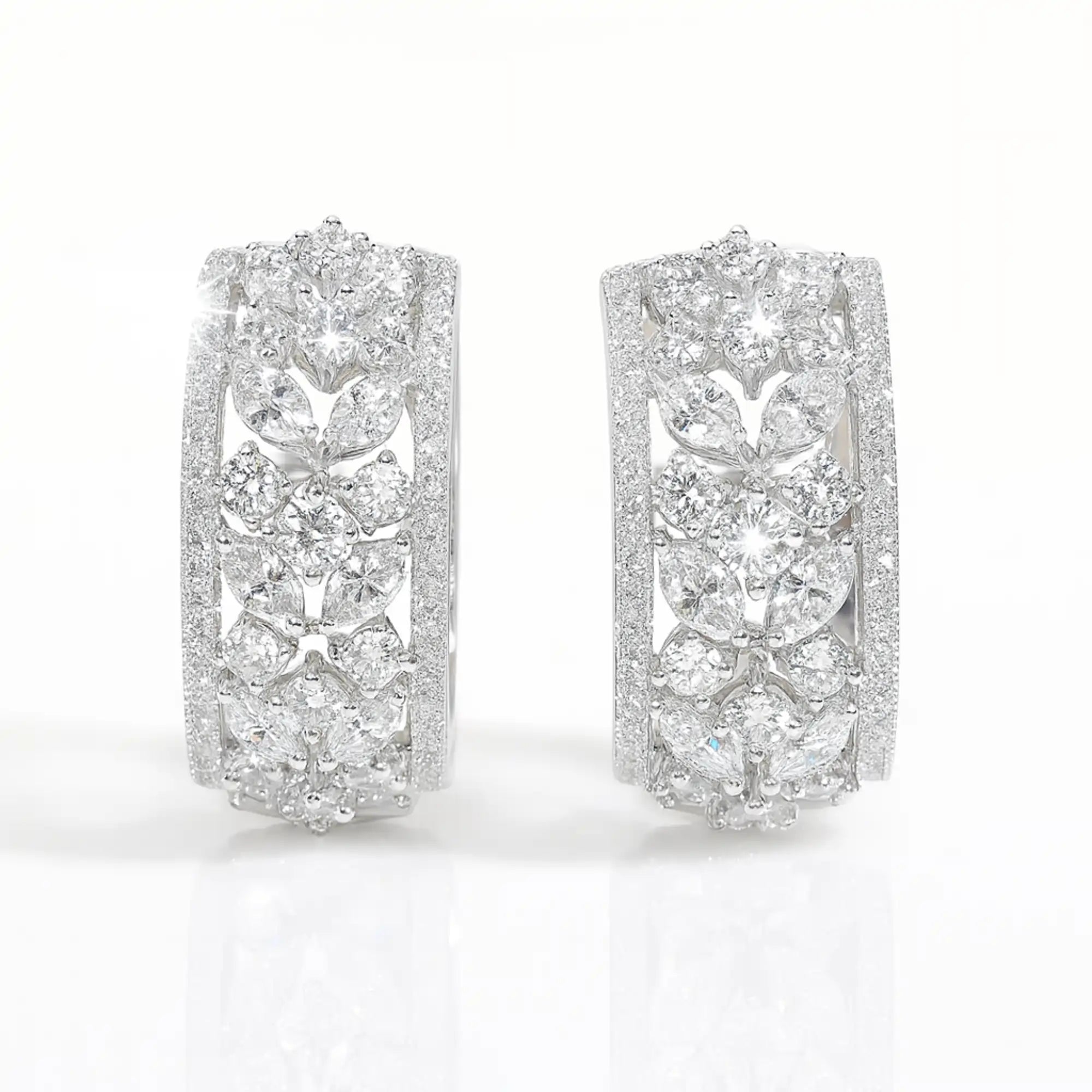 Bridal Flower CZ Stud Earrings