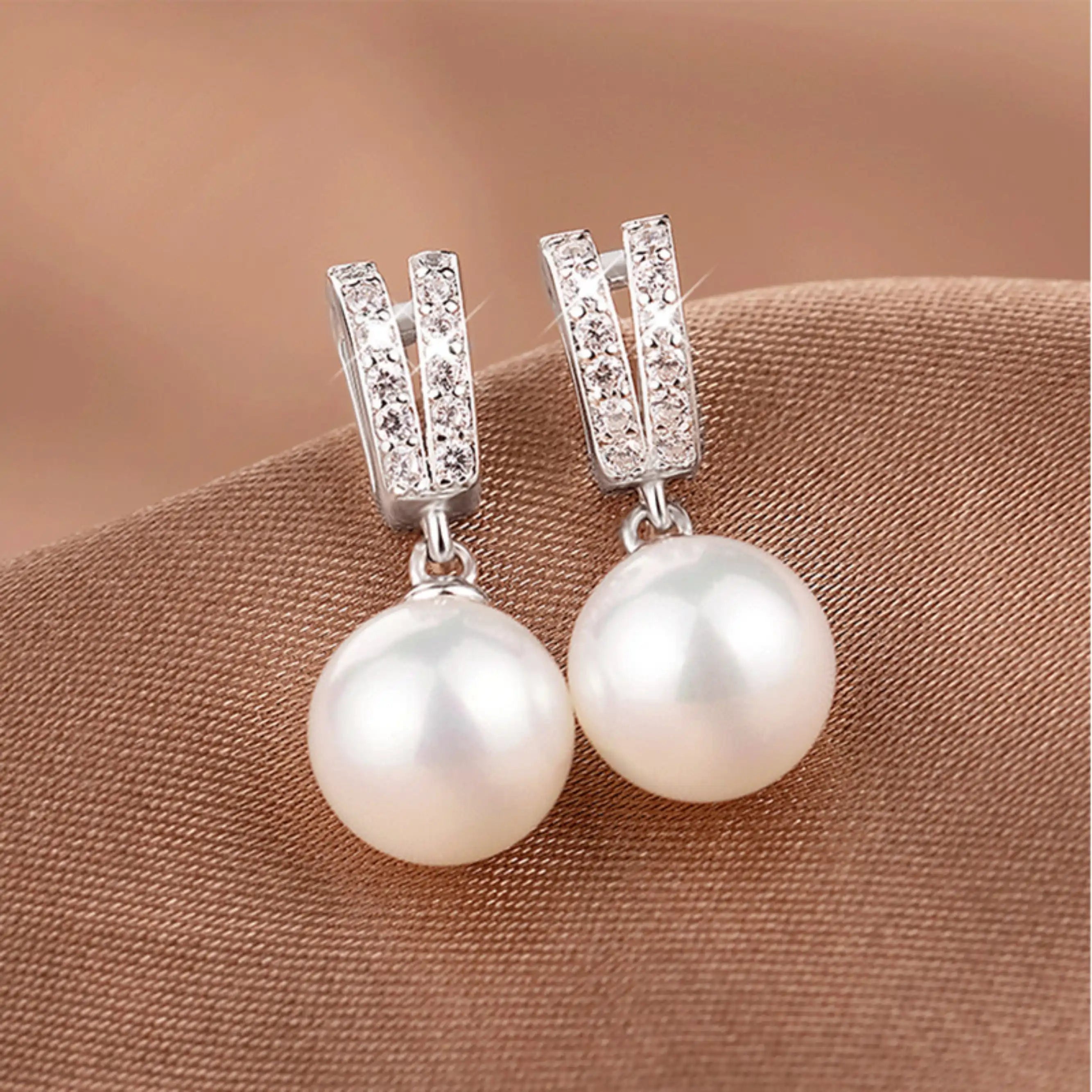 Exquisite CZ Pearl Drop Earrings