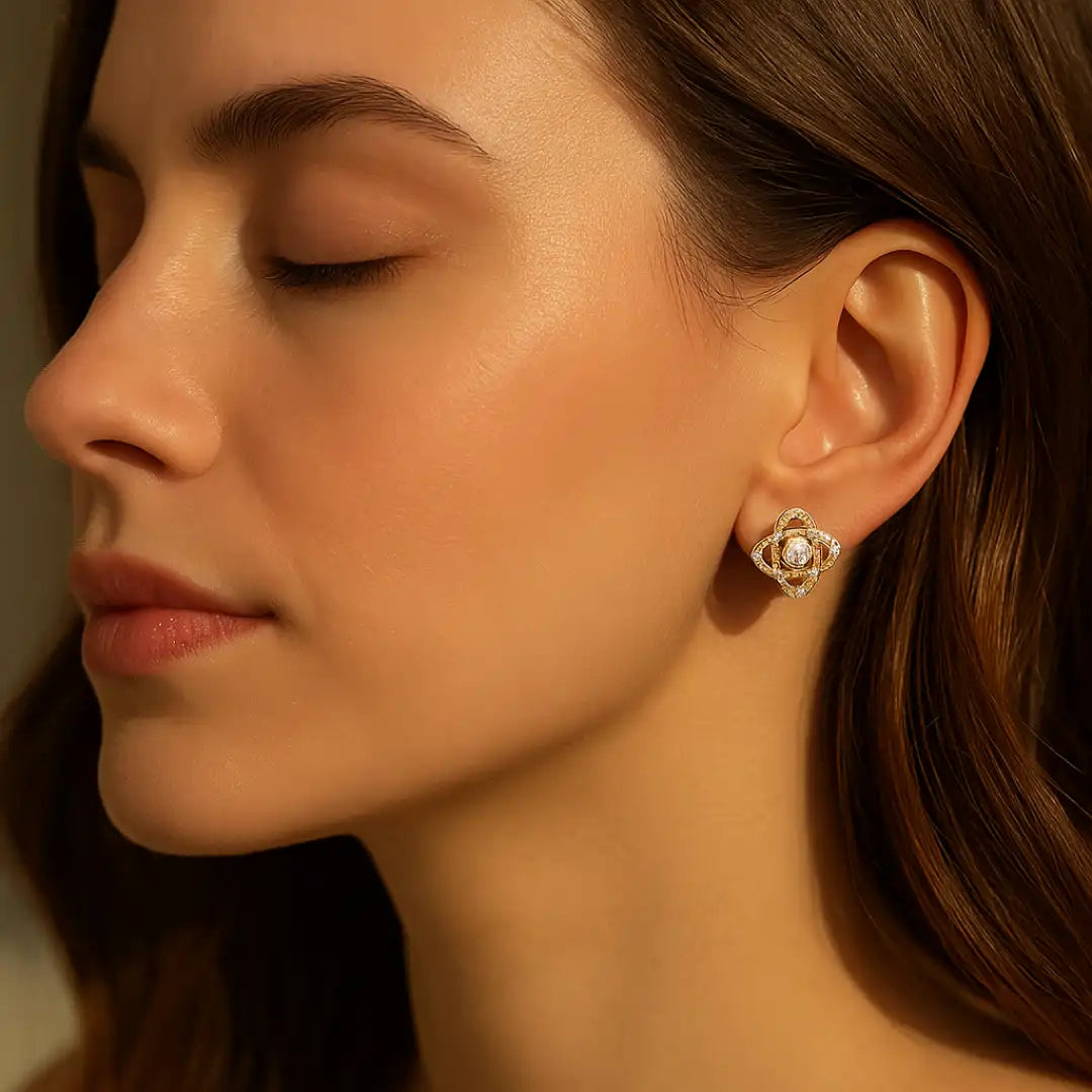 925 Silver CZ Halo Stud Earrings