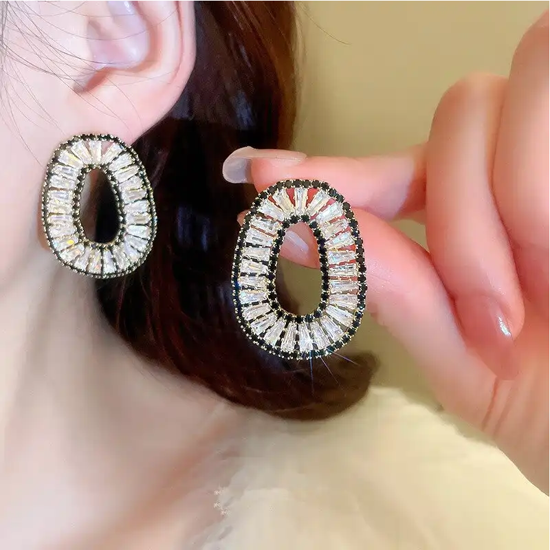 Black CZ Stud Earrings