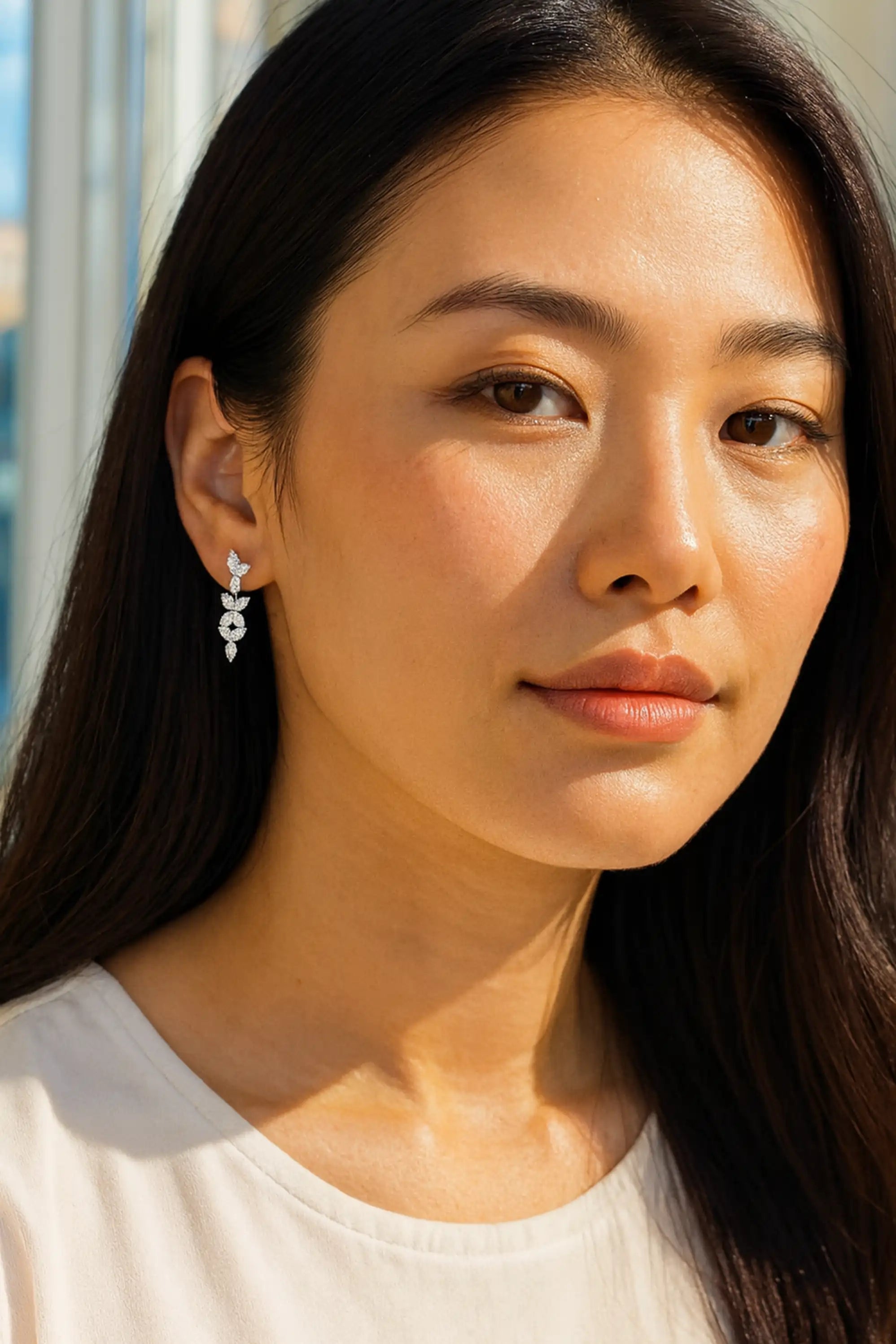 Crystal Flower Chandelier Drop Earrings