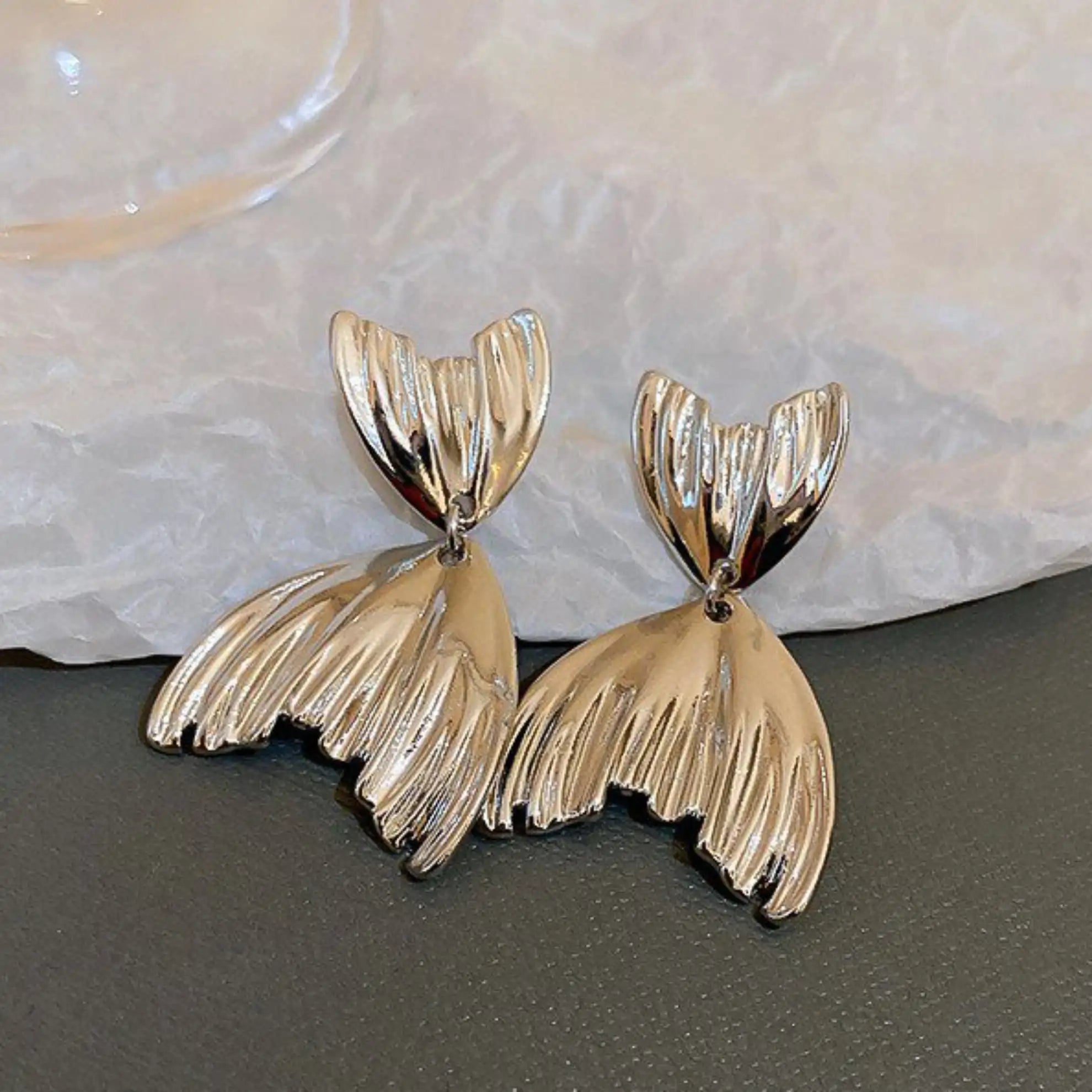 925 Silver Plated Fish Tail CZ Stud Earrings for Women