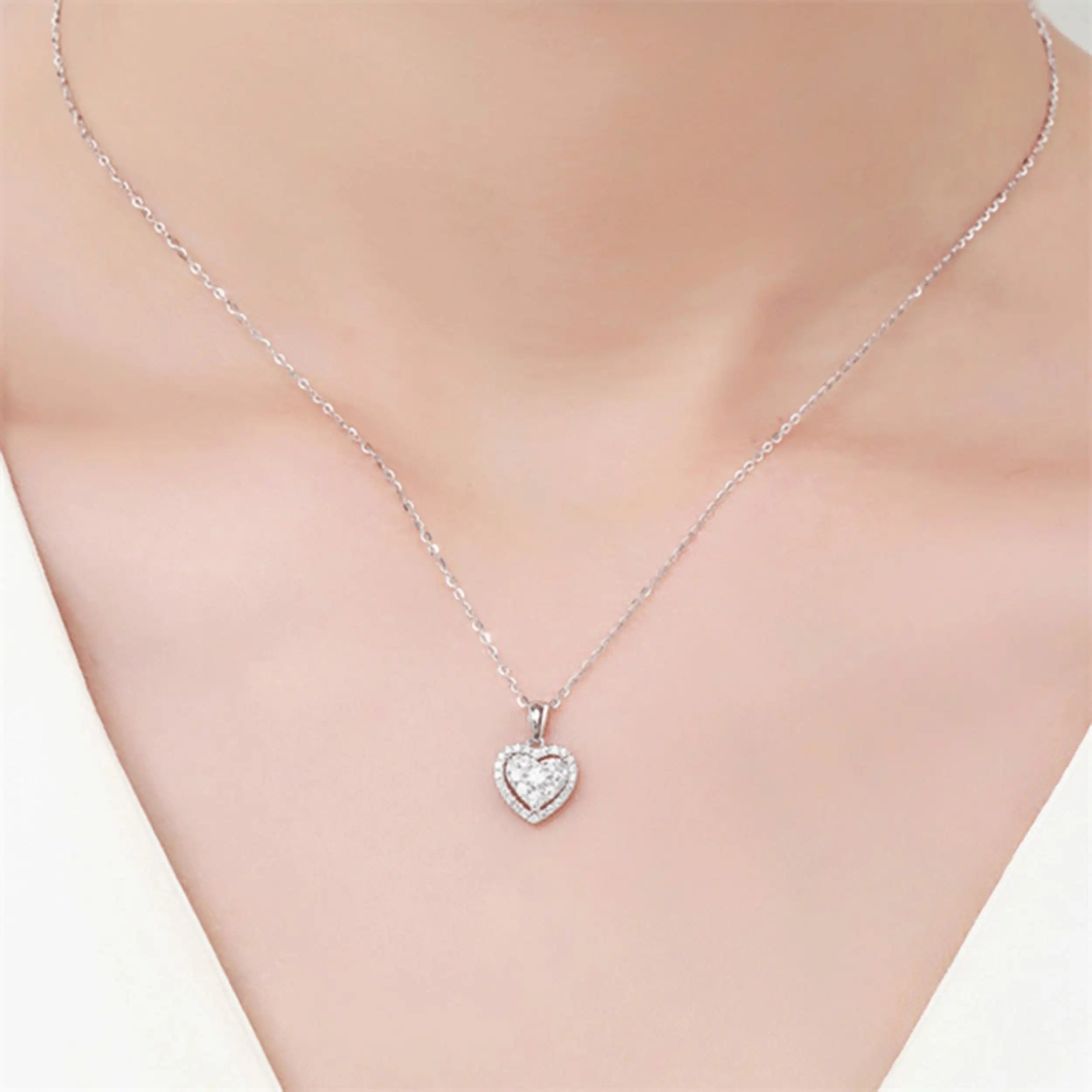 Bling Diamond Peach Heart Necklace