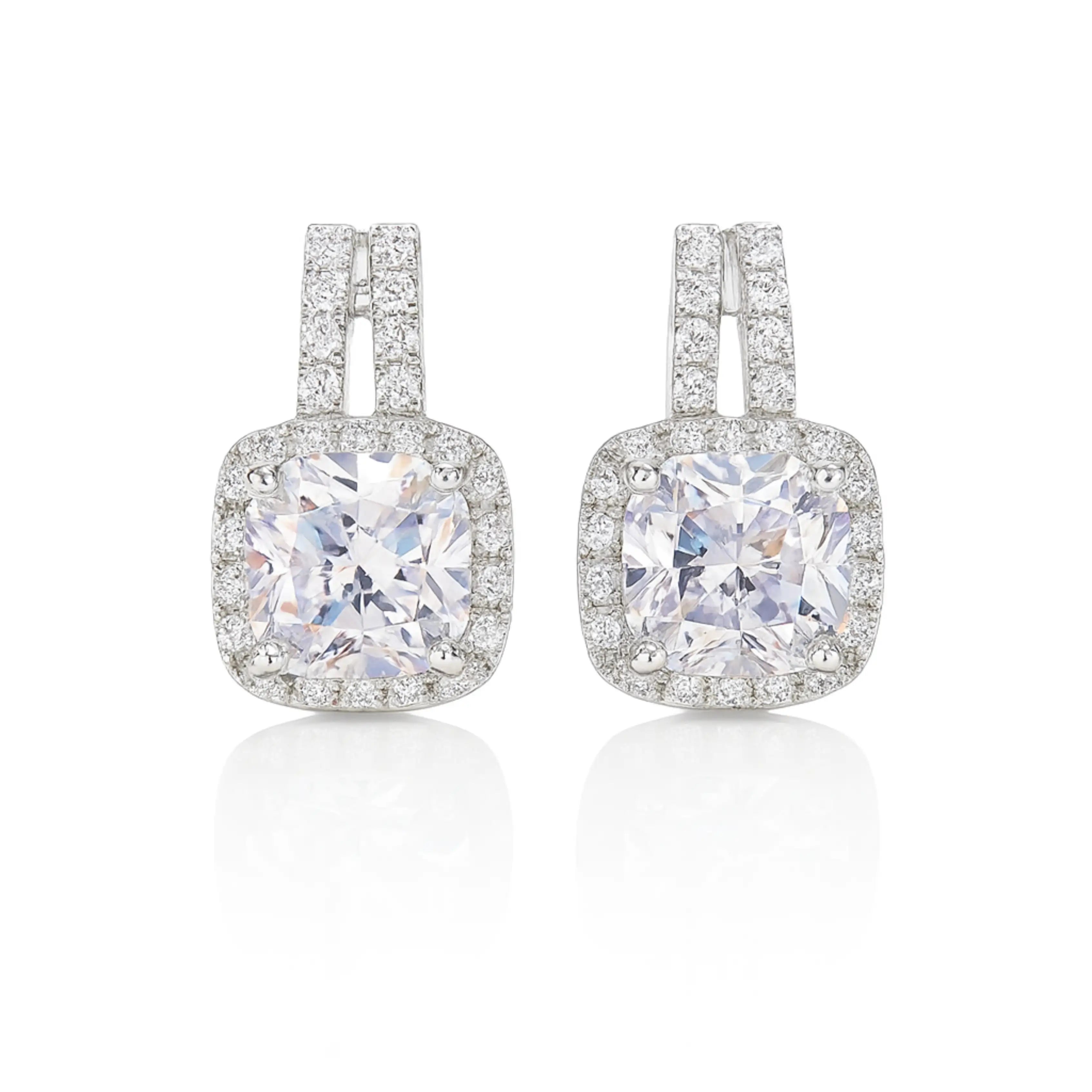 Iced White CZ Square Studs