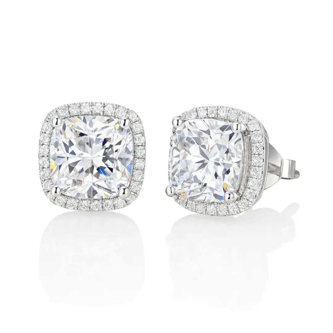 Moissanite Cushion CZ Stud Earrings