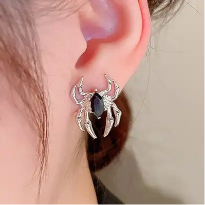 Black Spider CZ Stud Earrings