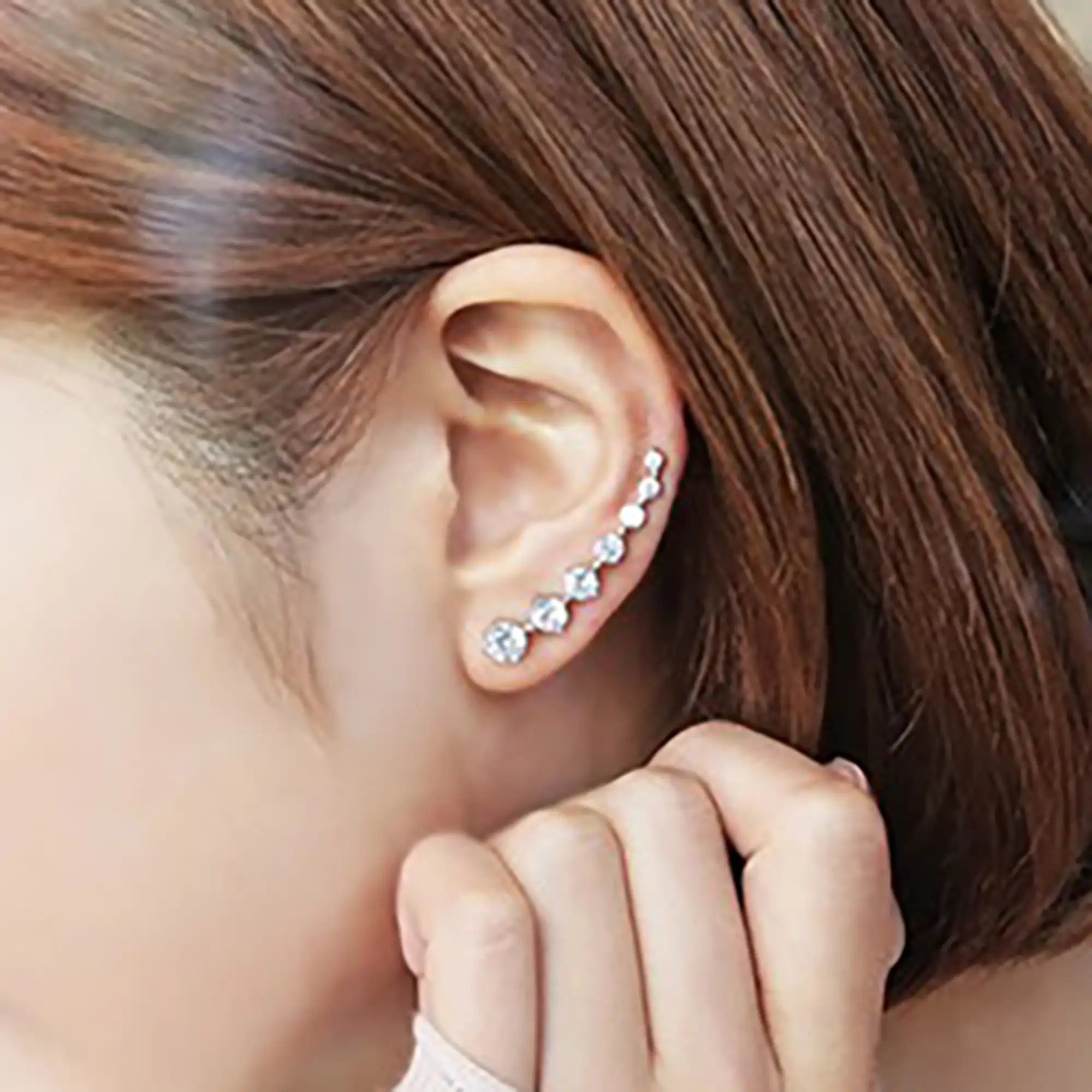 925 Silver Seven Diamond Stud Earrings