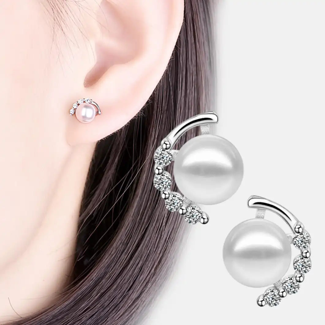 Exquisite CZ Pearl Stud Earrings