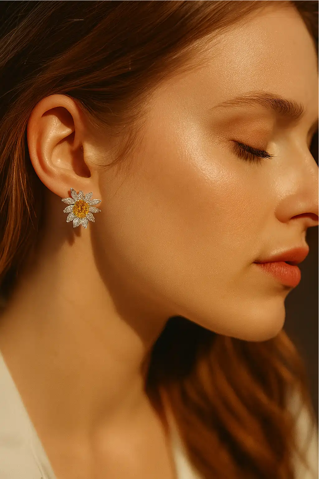 Flower CZ Stud Earrings for Women