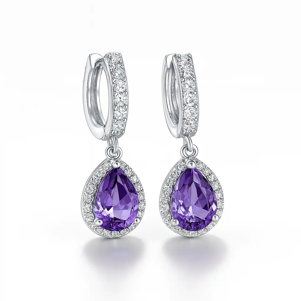 Royal Purple Pear Drop Earrings
