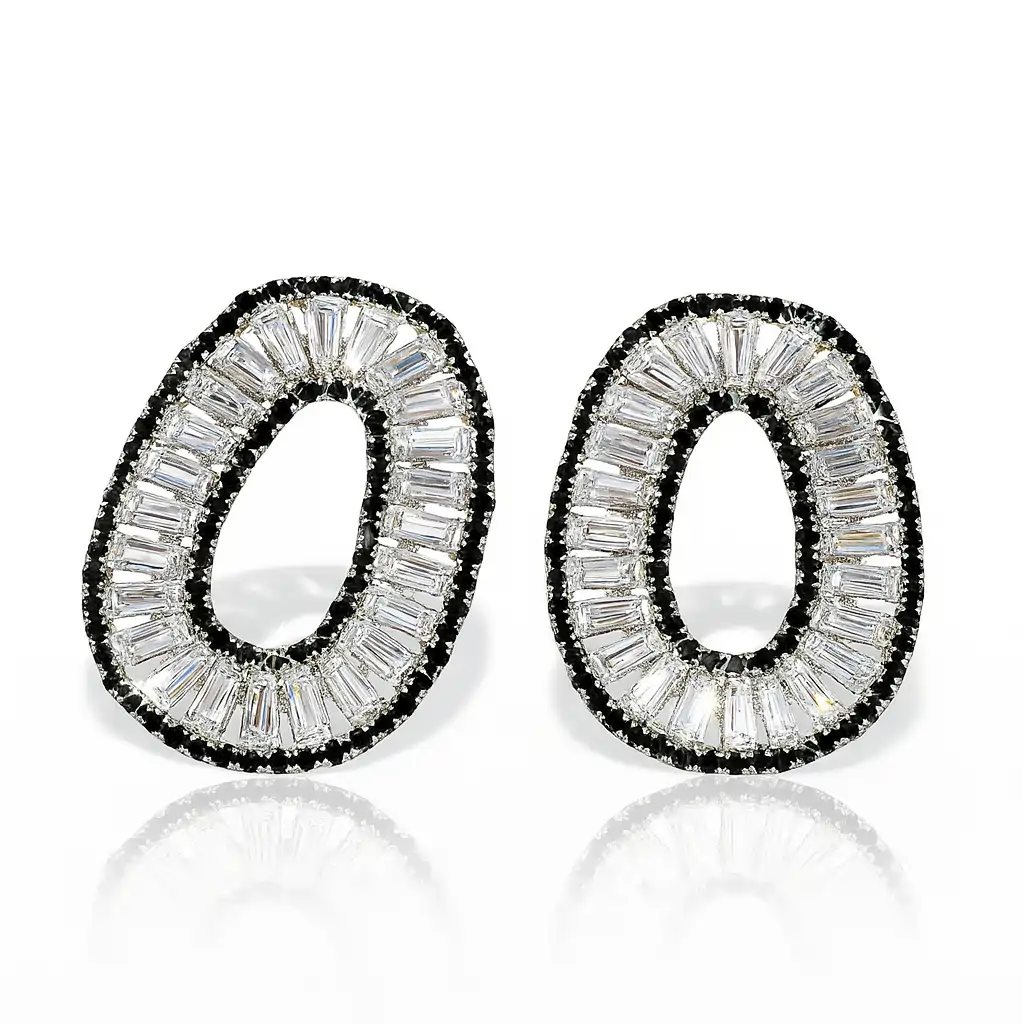 Black CZ Stud Earrings