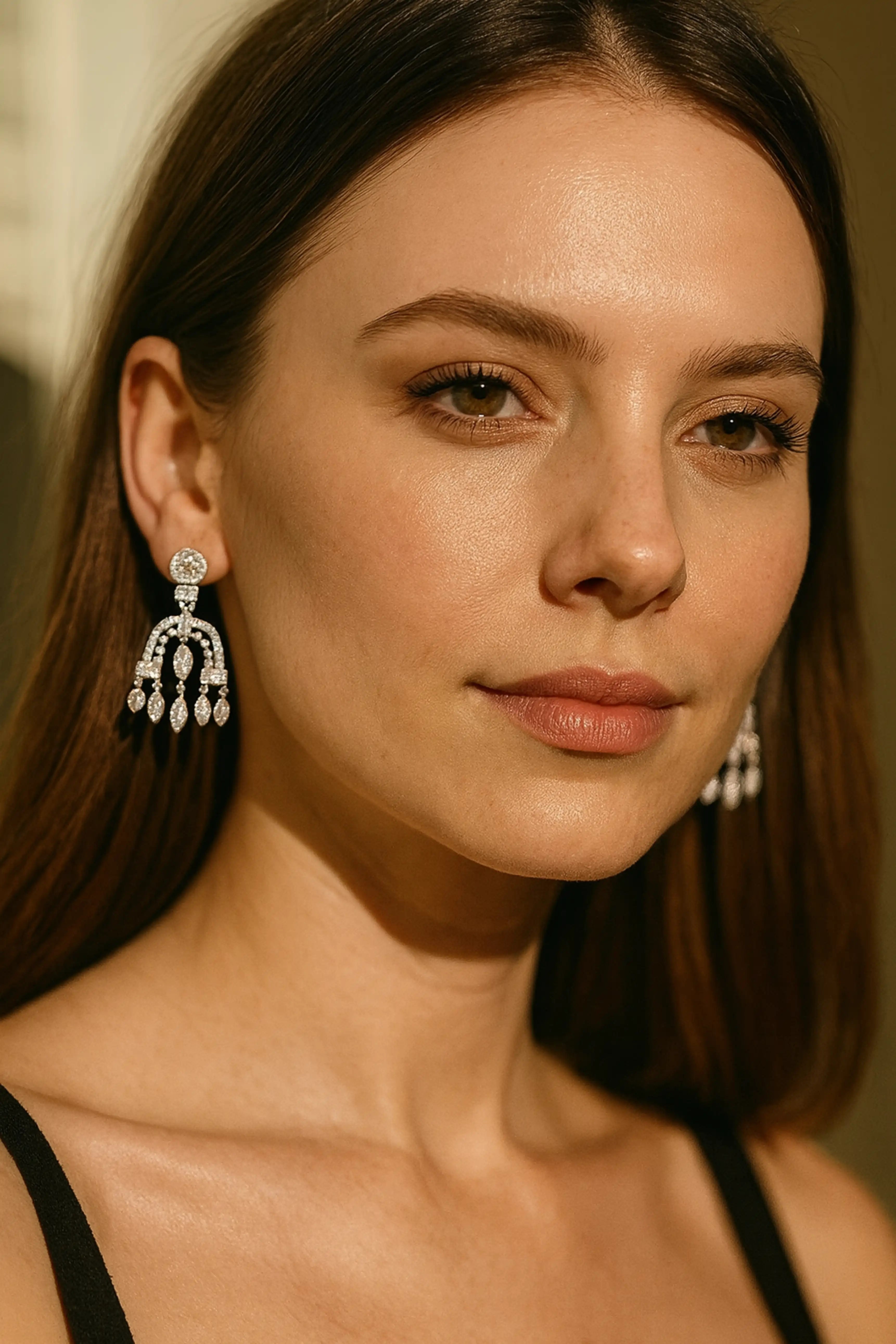 Luxury CZ Crystal Long Bridal Drop Earrings for Women