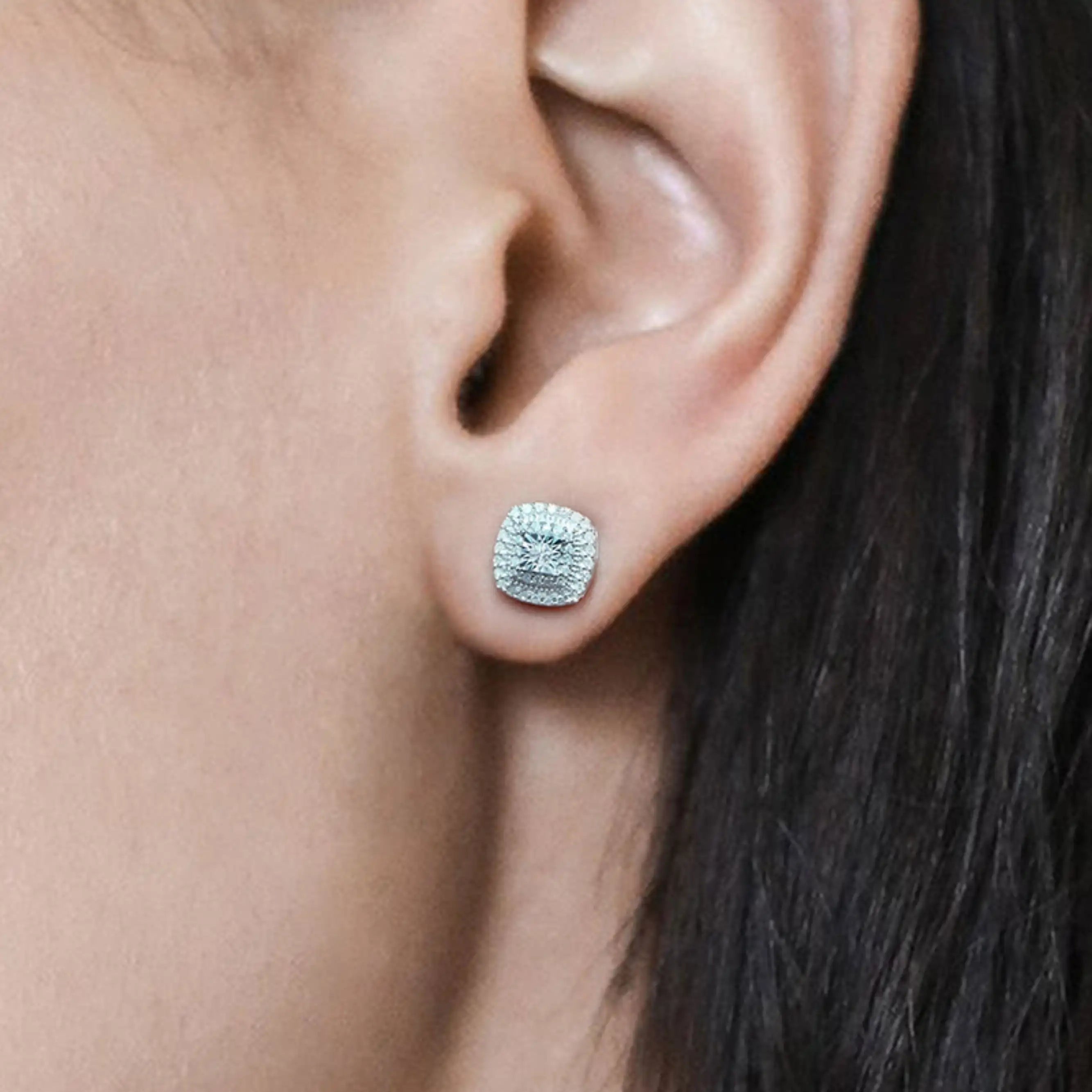 CZ Pave Square Stud Earrings