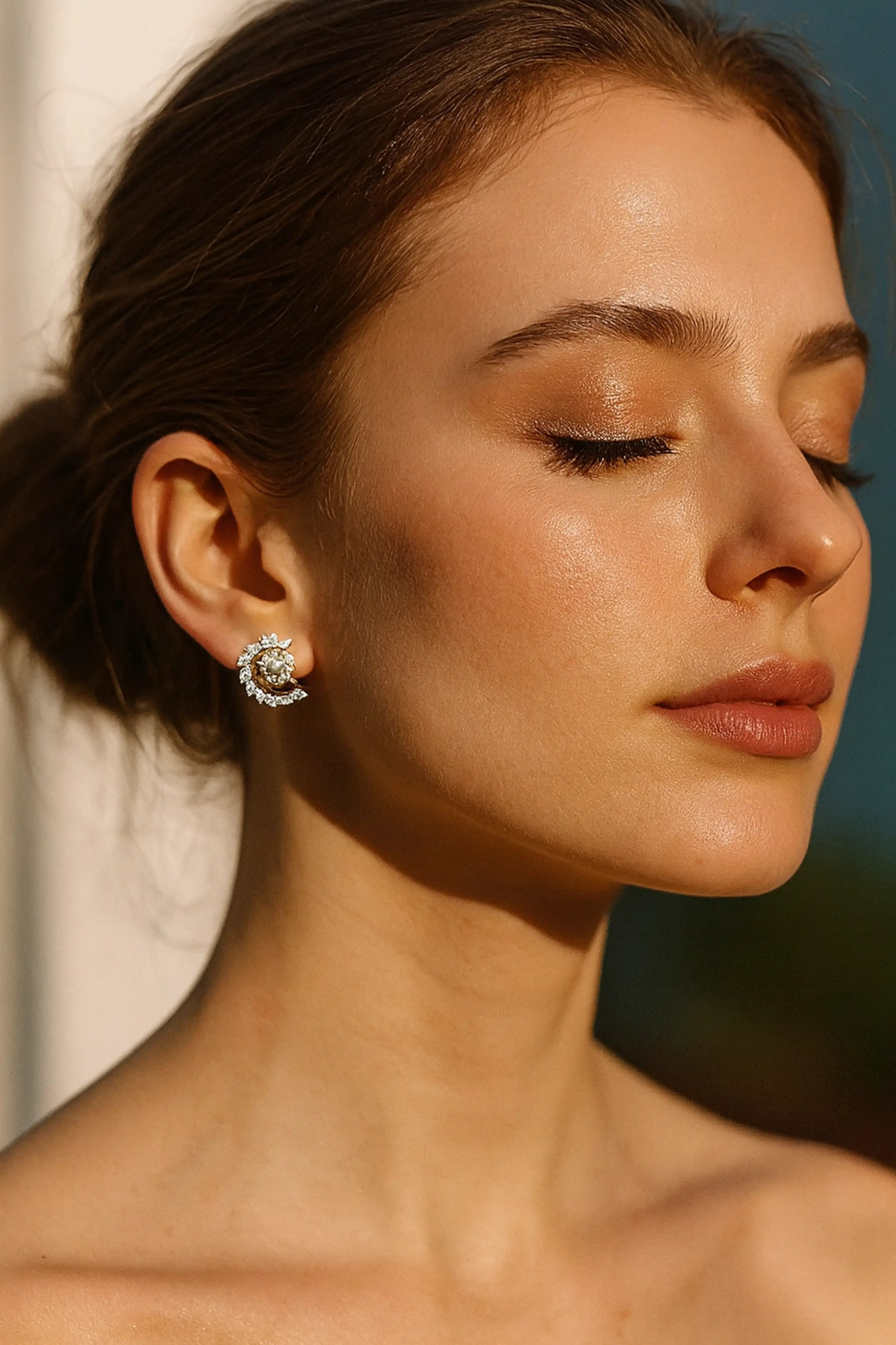 Chic Champagne CZ Leaf Wedding Earrings