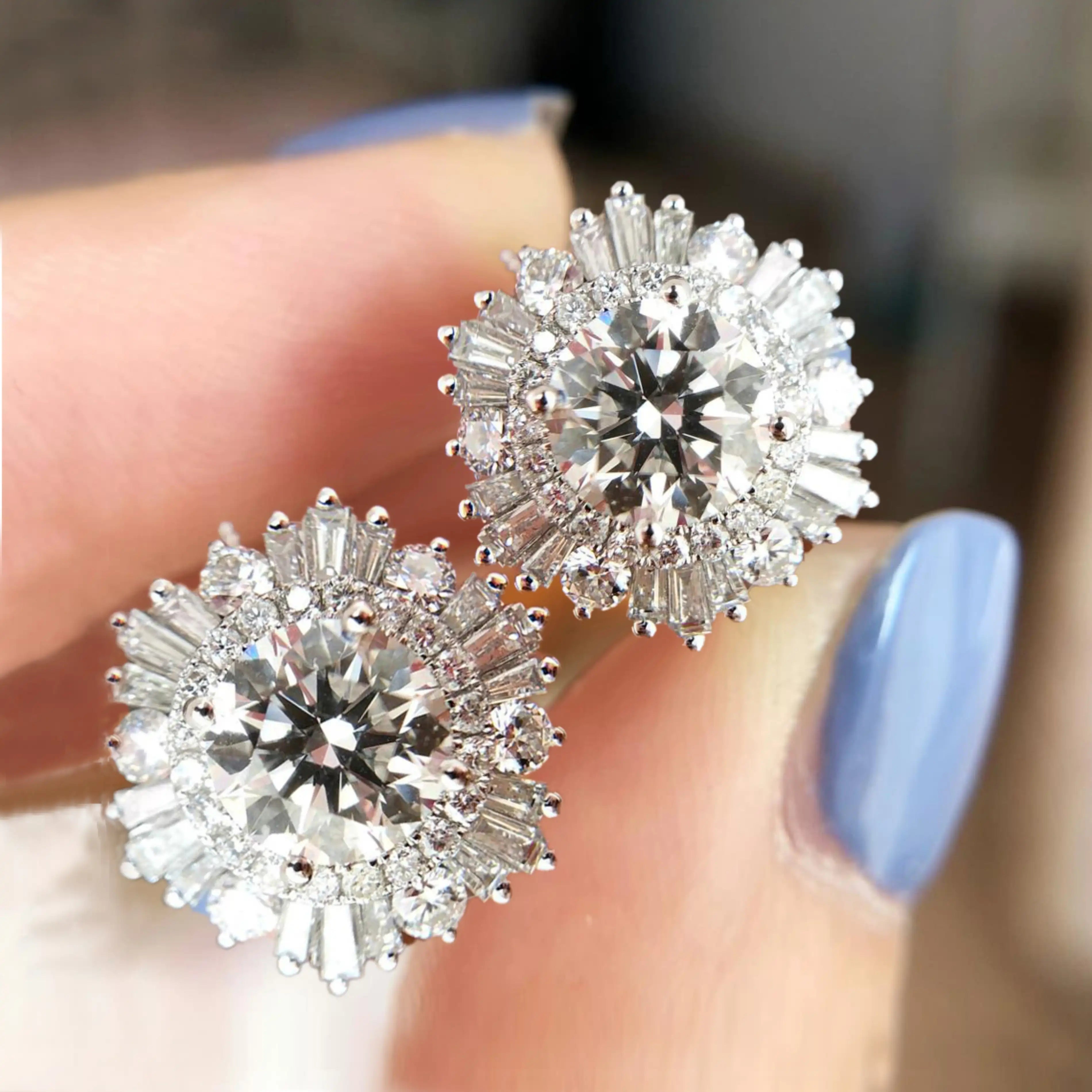 Zircon Flower Wedding Stud Earrings
